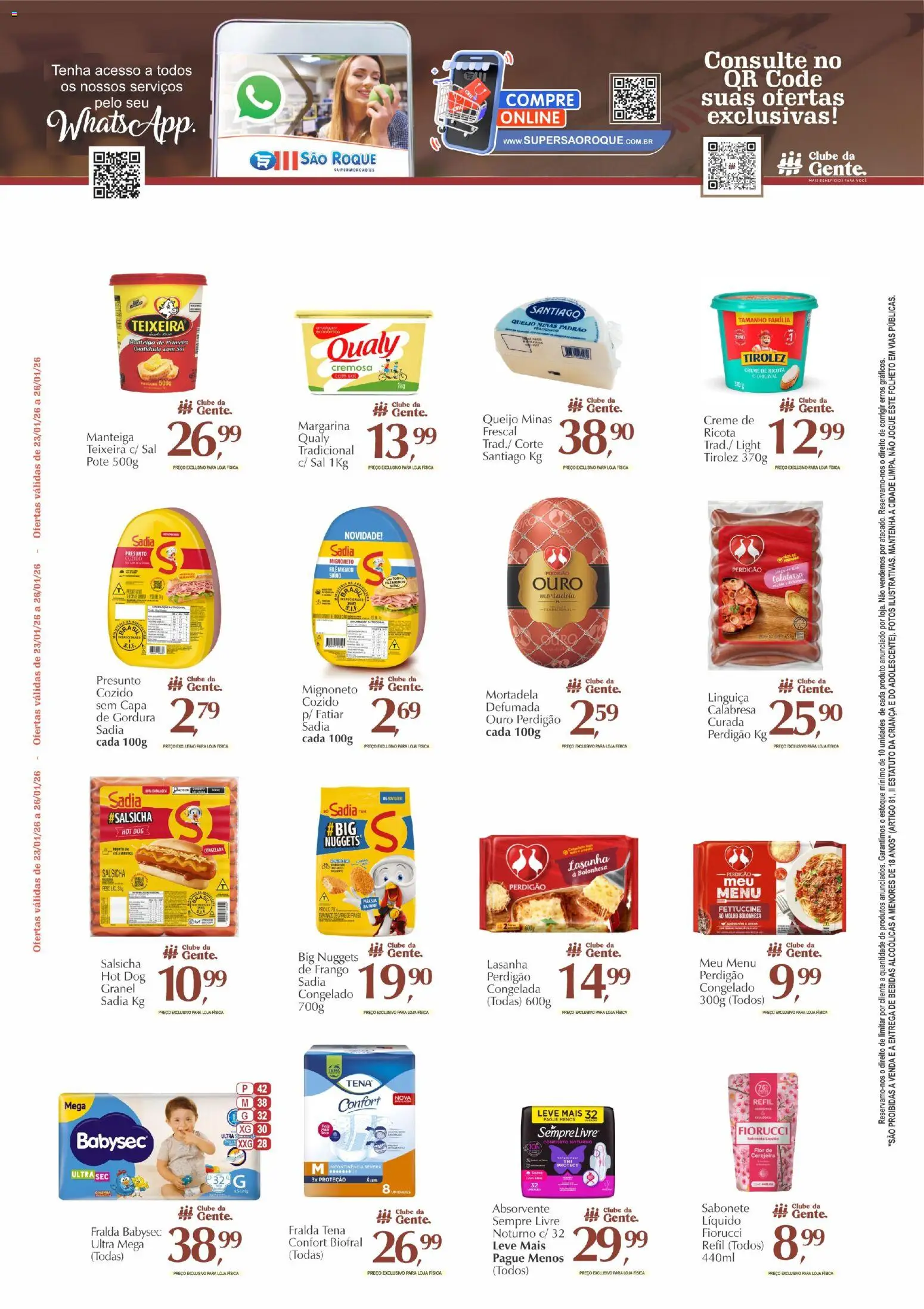 São Roque Supermercados Folheto - válido de 23.01.2026 | Página: 5 | Produtos: Mortadela, Creme, Lasanha, Frango