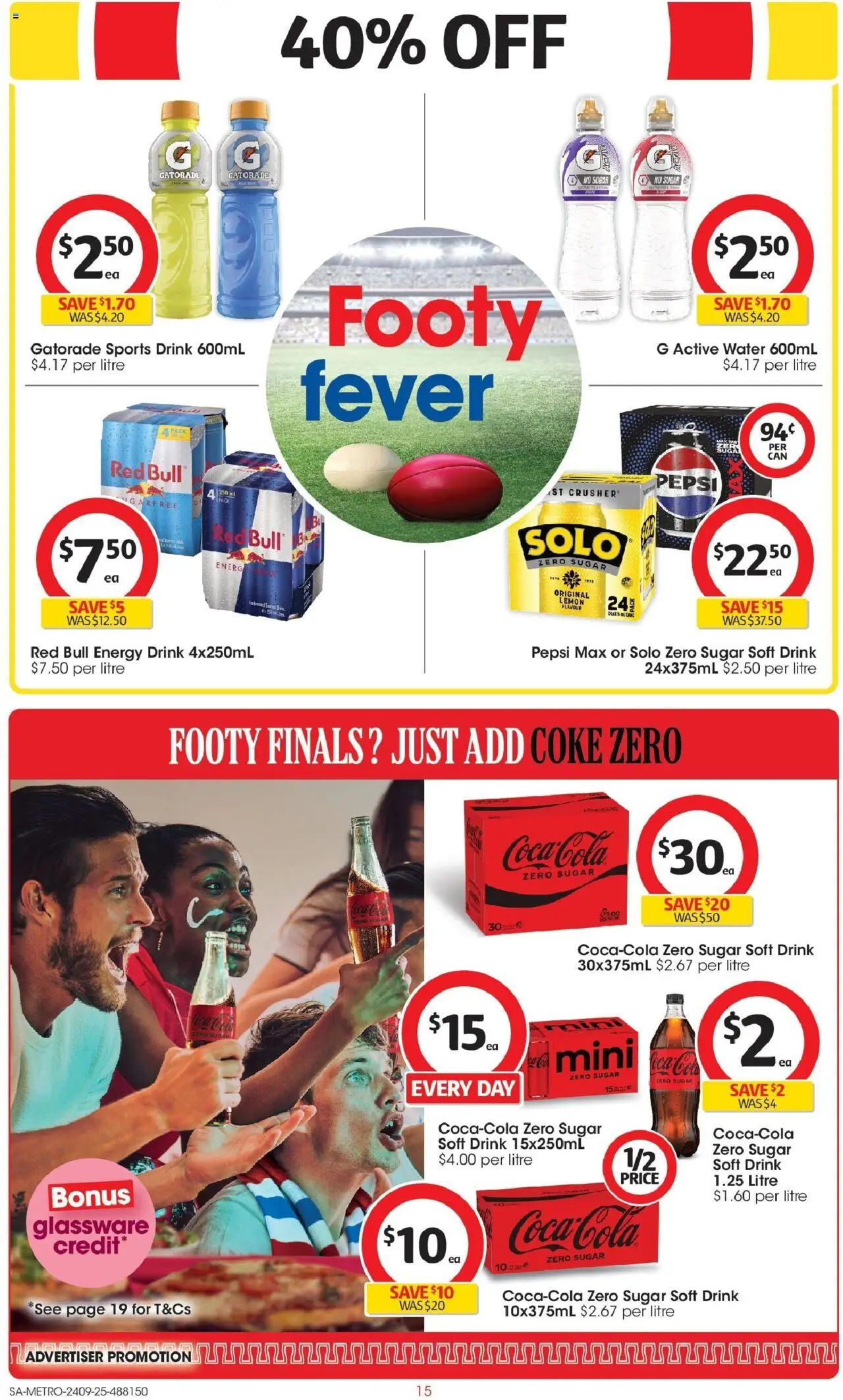 Coles catalogue - valid from 24.09.2025 | Page: 15 | Products: Energy drink, Coke, Water, Lemon