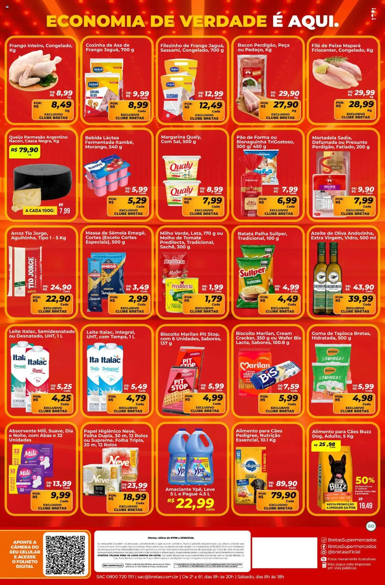 Bretas Folheto - válido de 07.08.2025 | Página: 2 | Produtos: Celular, Biscoito, Peixe, Frango
