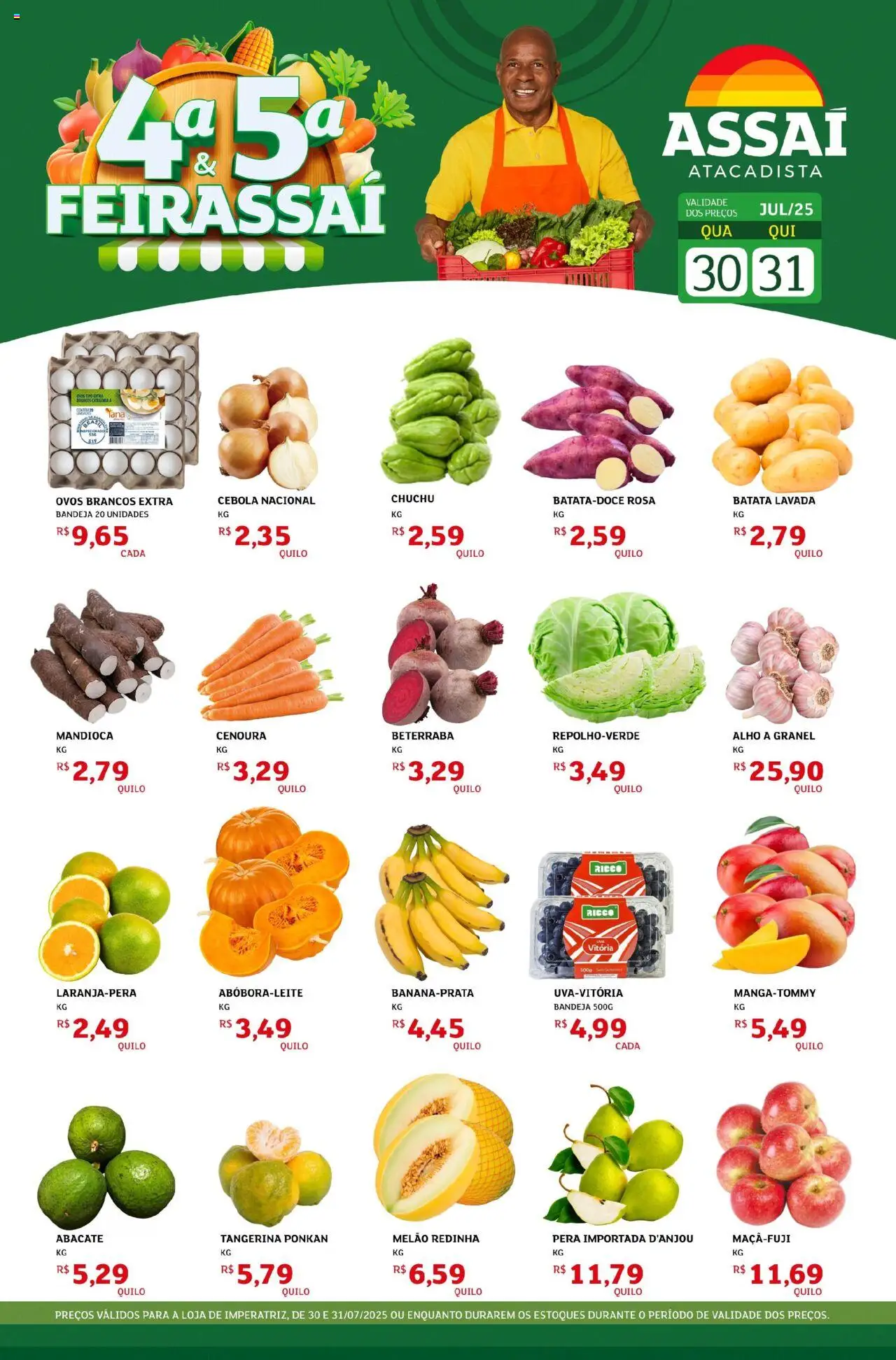 Assaí Atacadista Folheto - válido de 30.07.2025 | Página: 1 | Produtos: Pera, Chuchu, Alho, Batata