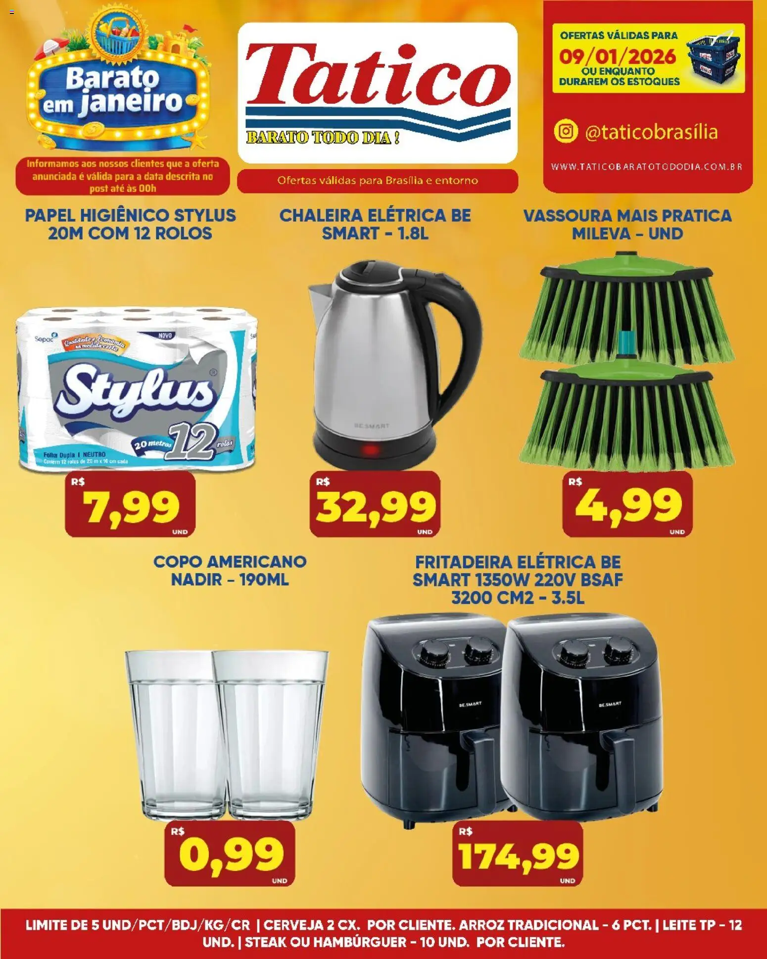Tatico Folheto - válido de 09.01.2026 | Página: 15 | Produtos: Chaleira, Chaleira elétrica, Leite, Hambúrguer