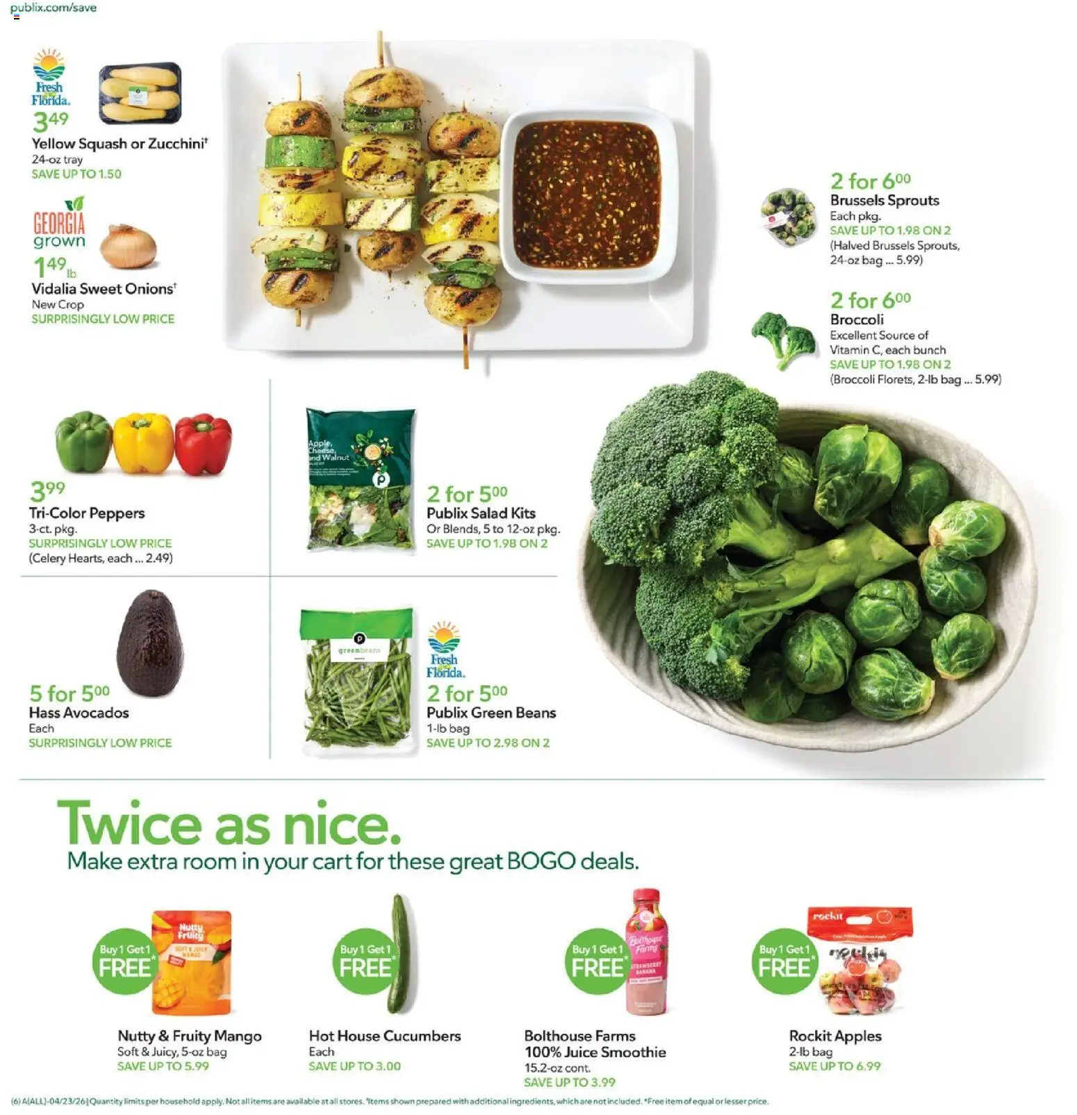 Publix Weekly Ad - valid from 22.04.2026 | Page: 6 | Products: Vitamin, Broccoli, Cucumbers, Bag