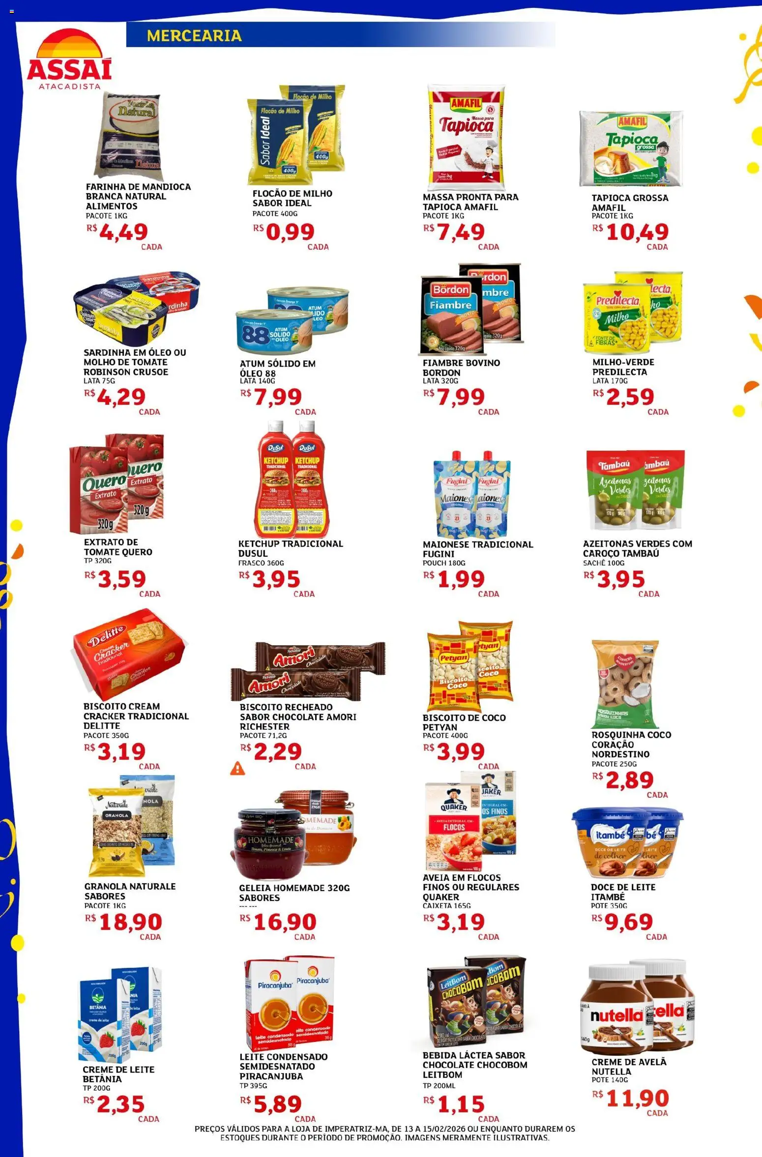 Assaí Atacadista Folheto - válido de 13.02.2026 | Página: 2 | Produtos: Óleo, Granola, Flocos, Creme de leite