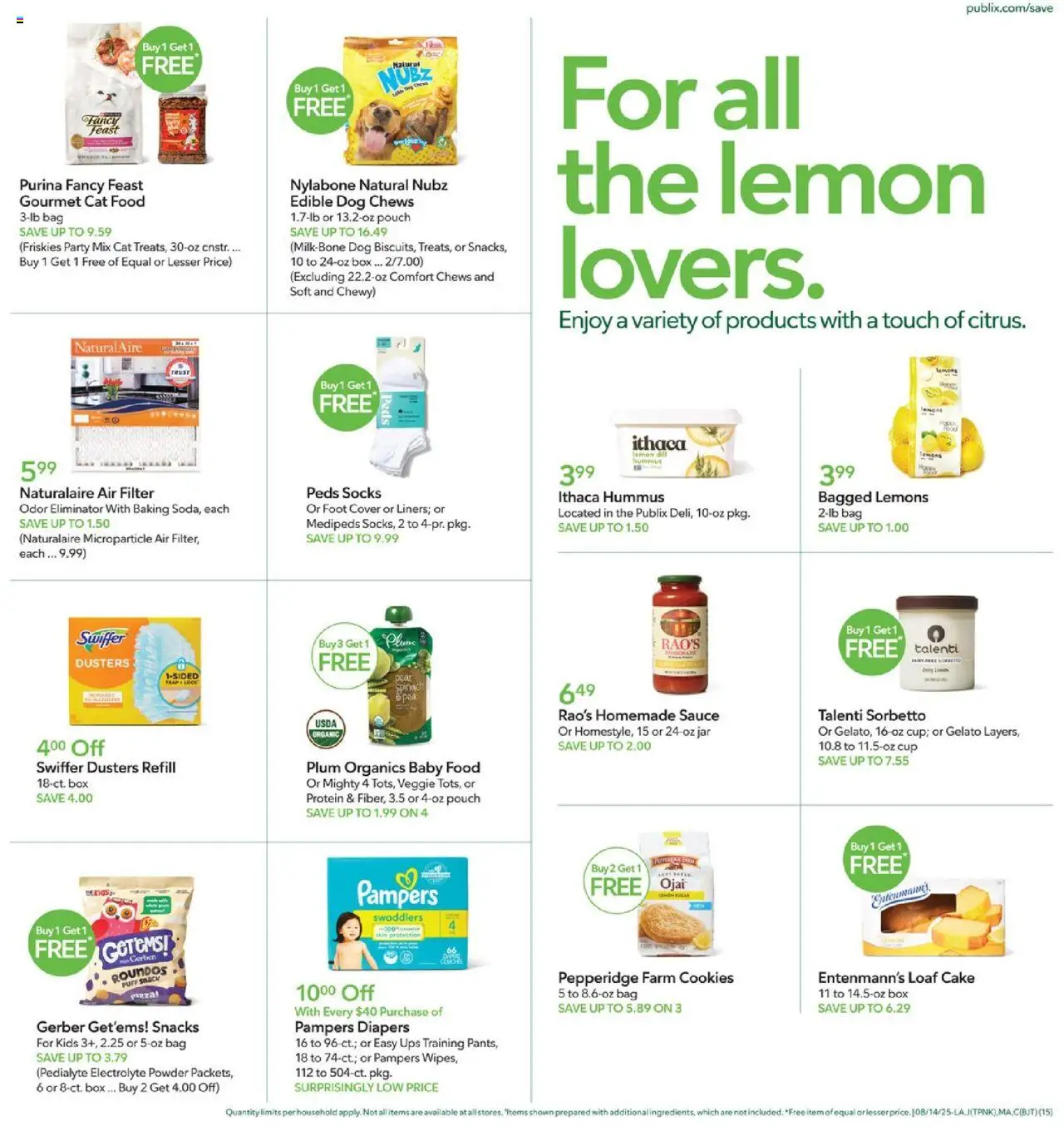 Publix Weekly Ad - valid from 13.08.2025 | Page: 15 | Products: Plum, Spinach, Cat Food, UPS