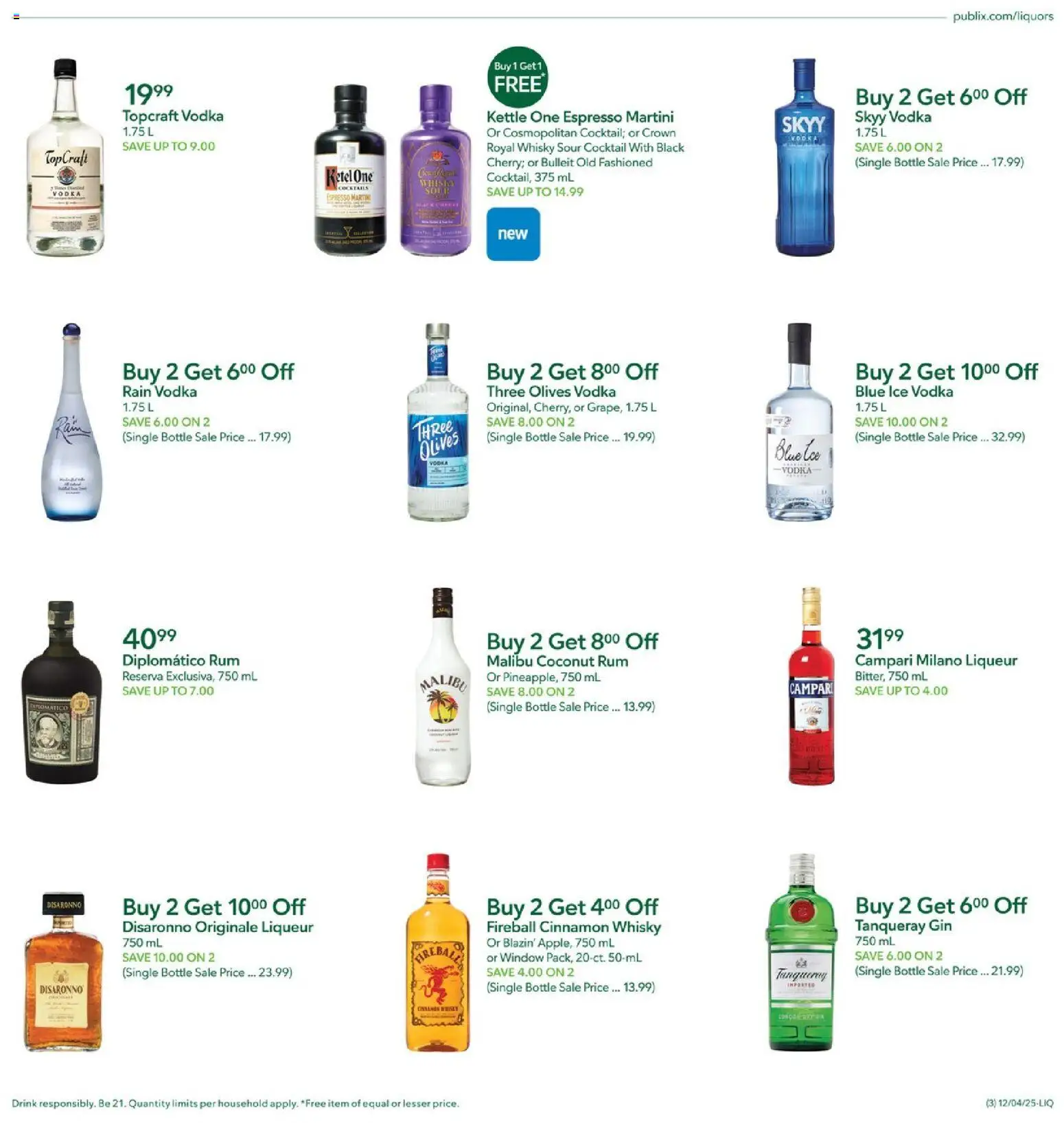 Publix Liquor - valid from 04.12.2025 | Page: 3 | Products: Gin, Vodka, Kettle