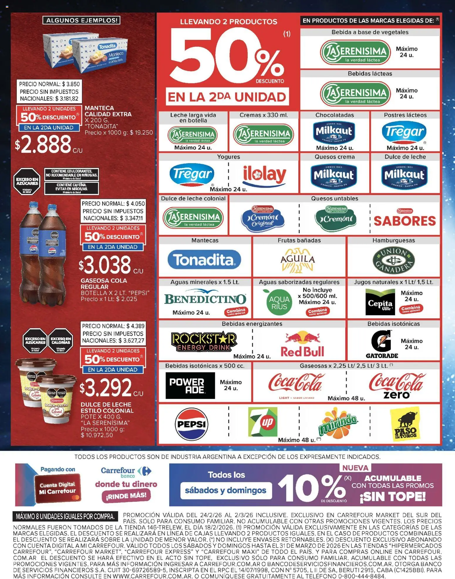Carrefour Market catálogo │ válido desde el 24.02.2026 | Página: 6 | Productos: Sobre, Gaseosa, Manteca, Crema