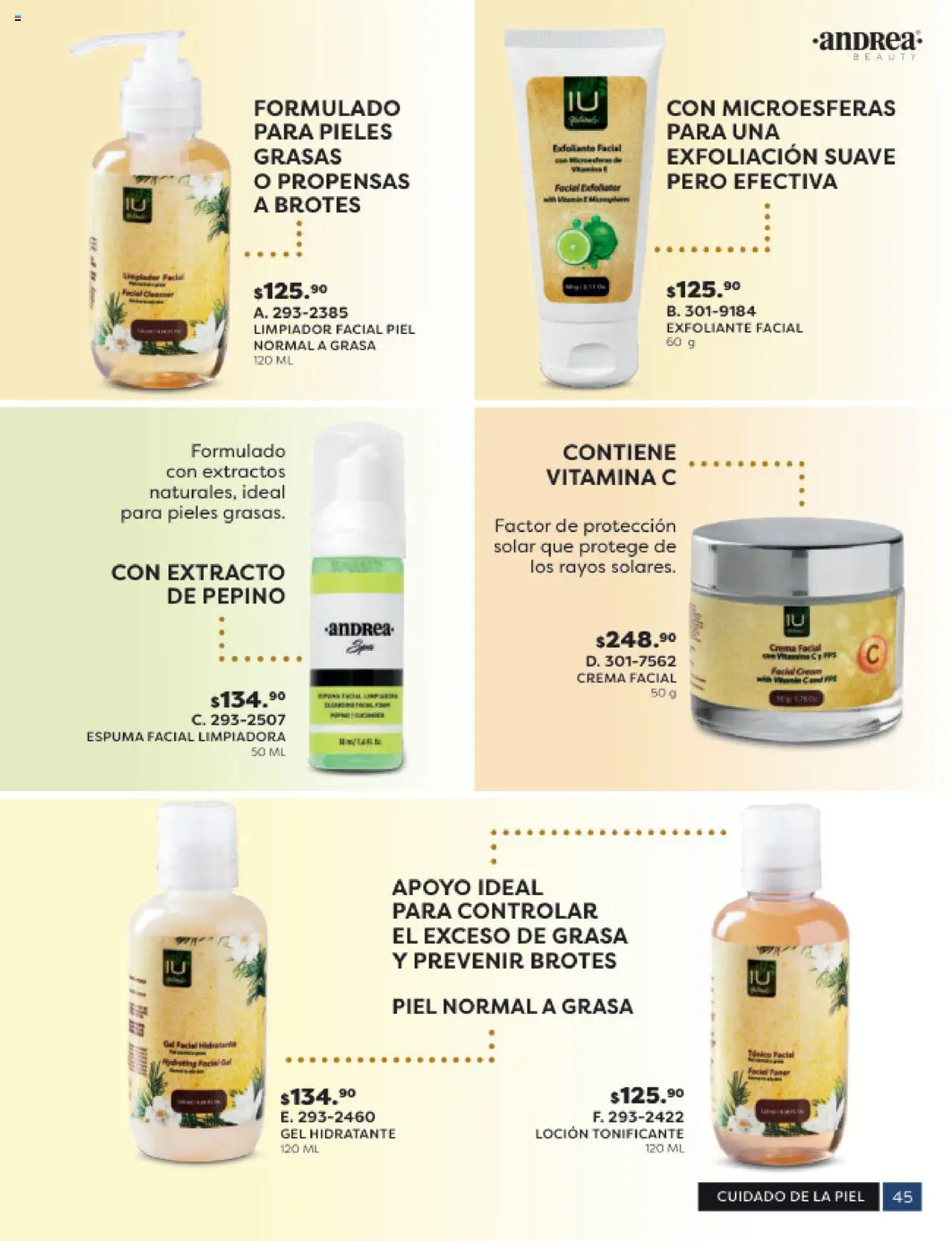 Nuevas ofertas de Andrea válidas en toda la República Mexicana desde el 24.08.2025. ¡Encuentra las mejores ofertas en Andrea - Catálogo Beauty Campaña 5! | Página: 45 | Productos: Crema, Loción, Limpiador, Limpiador facial