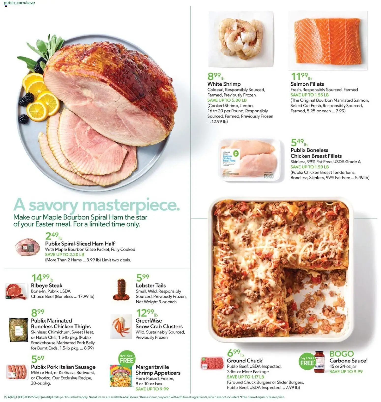 Publix Weekly Ad - valid from 25.03.2026 | Page: 6 | Products: Ham, Pork, Sausage, Weight