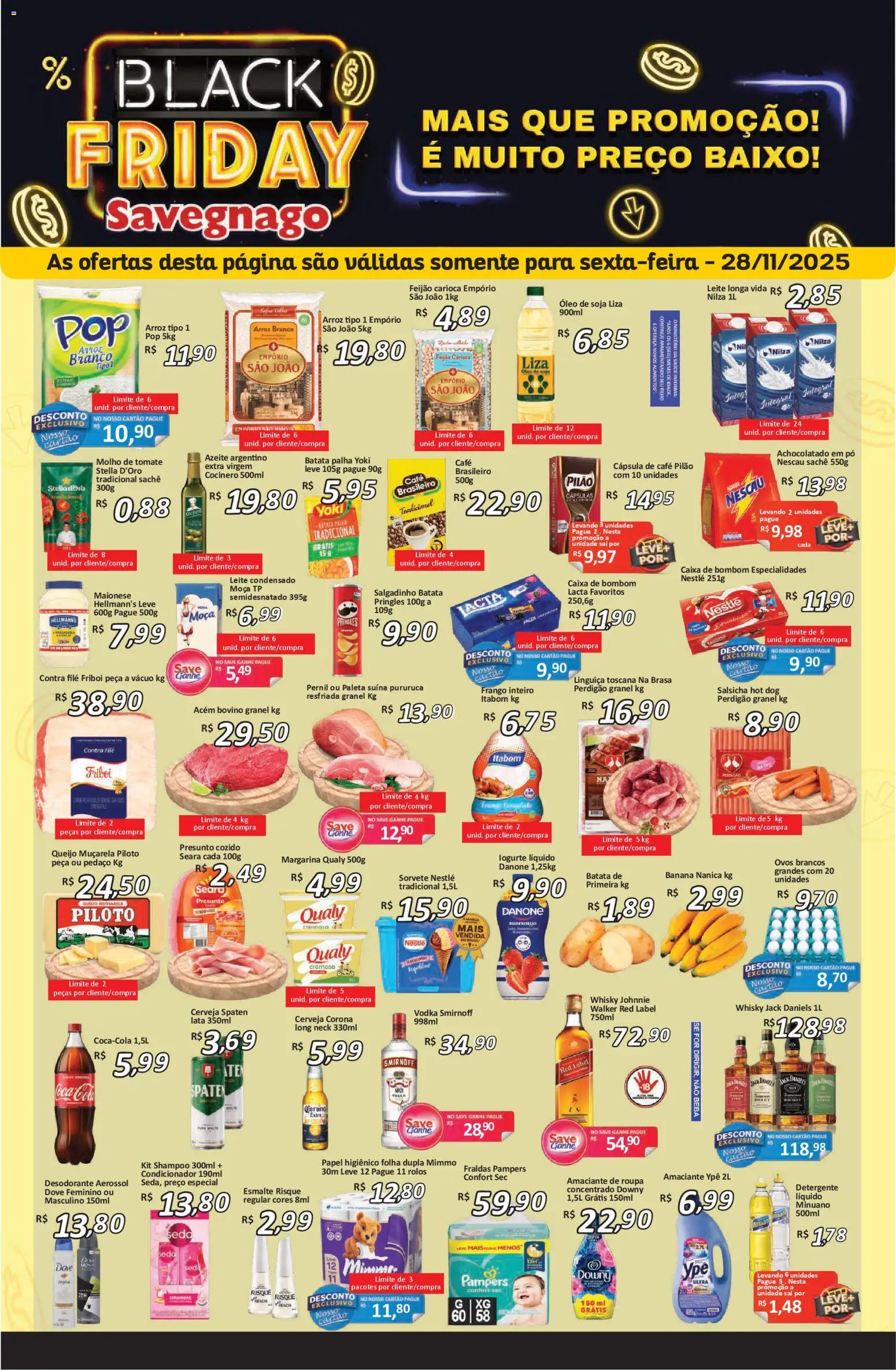 Savegnago Folheto - válido de 28.11.2025 | Página: 1 | Produtos: Pampers, Feijão, Leite, Batata palha