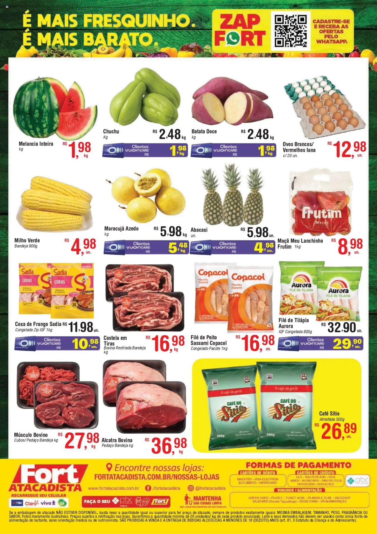 Fort Atacadista Folheto - válido de 08.07.2025 | Página: 2 | Produtos: Maracujá, Batata, Frango, Filé de tilápia