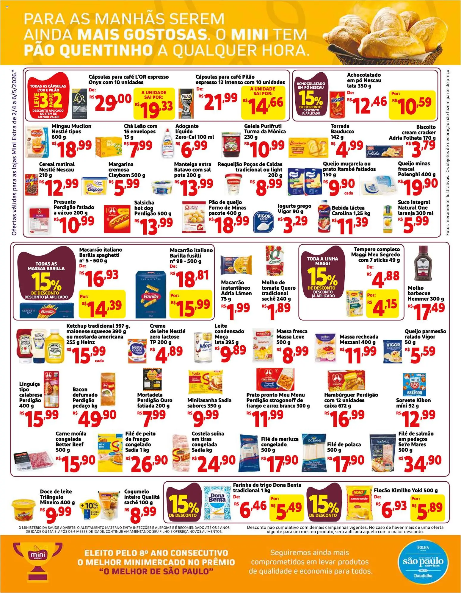 Mini Extra Folheto - válido de 02.04.2026 | Página: 2 | Produtos: Salmão, Mingau, Caixa, Pão