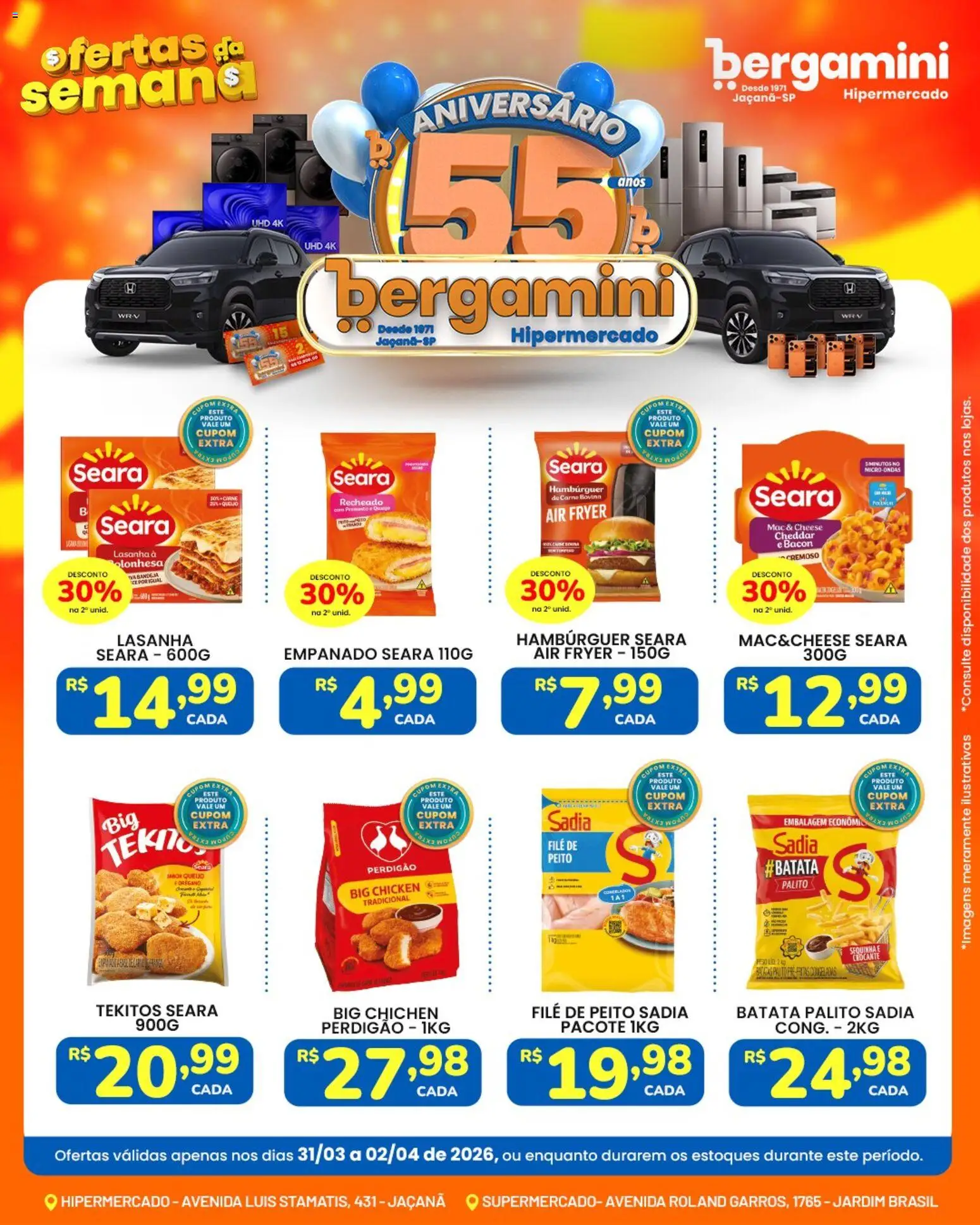 Supermercado Bergamini Folheto - válido de 31.03.2026 | Página: 5 | Produtos: Queijo, Carne, Lasanha, Batata