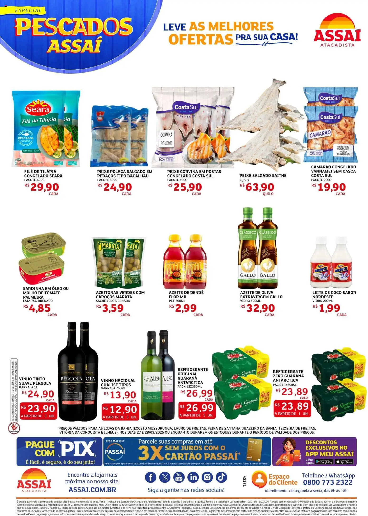 Assaí Atacadista Folheto - válido de 27.03.2026 | Página: 3 | Produtos: Coco, Camarão, Vinho, Sardinha