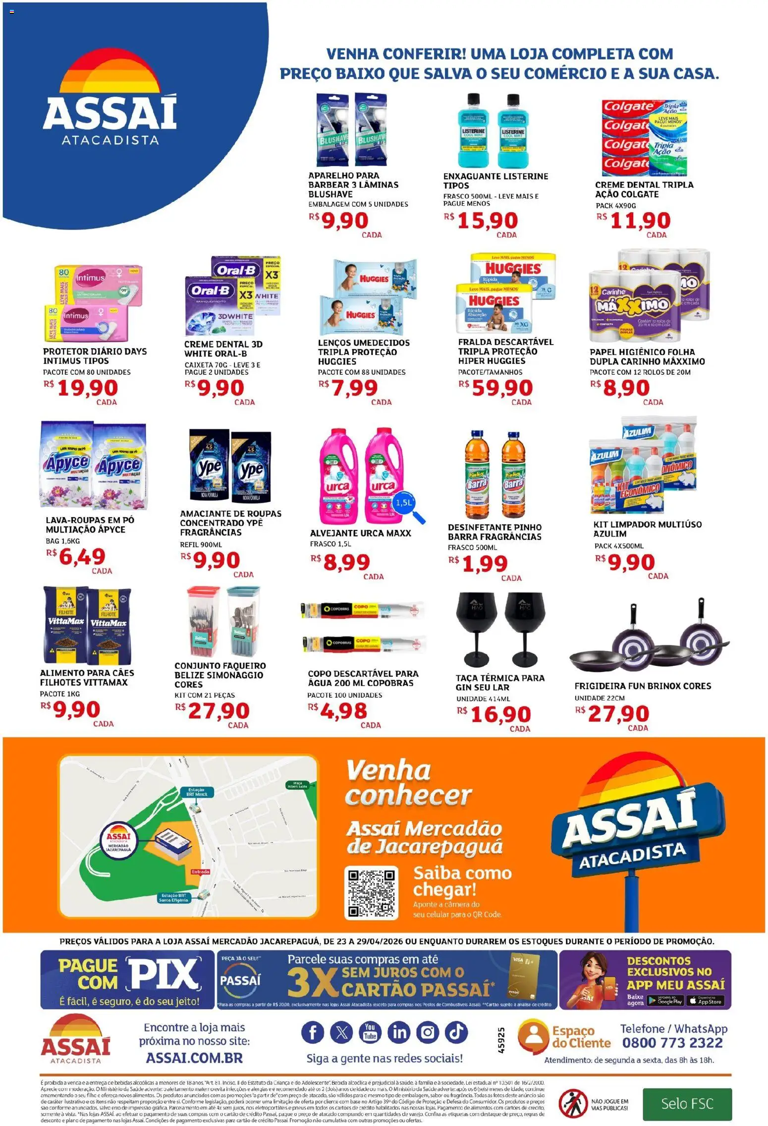 Assaí Atacadista Folheto - válido de 24.04.2026 | Página: 4 | Produtos: Azulim, Amaciante de roupas, Telefone, Câmera