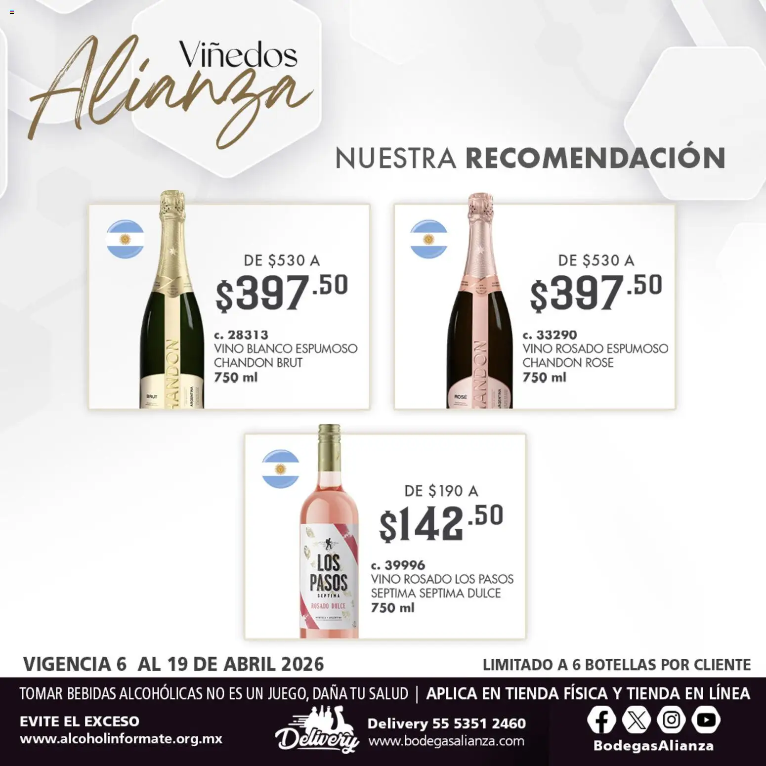 Nuevas ofertas de Bodegas Alianza válidas en toda la República Mexicana desde el 06.04.2026. ¡Encuentra las mejores ofertas en Bodegas Alianza catálogo Viñedos Alianza! | Página: 4 | Productos: Vino