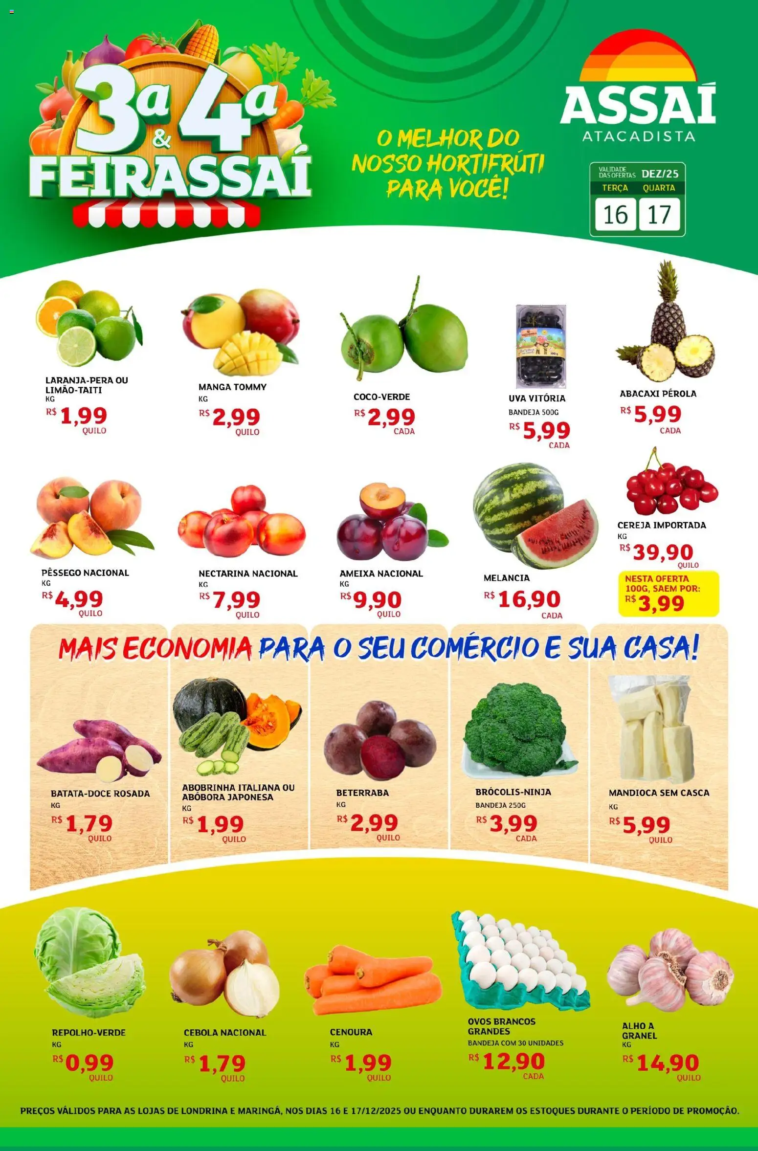 Assaí Atacadista Folheto - válido de 16.12.2025 | Página: 1 | Produtos: Alho, Cebola, Mandioca, Bandeja