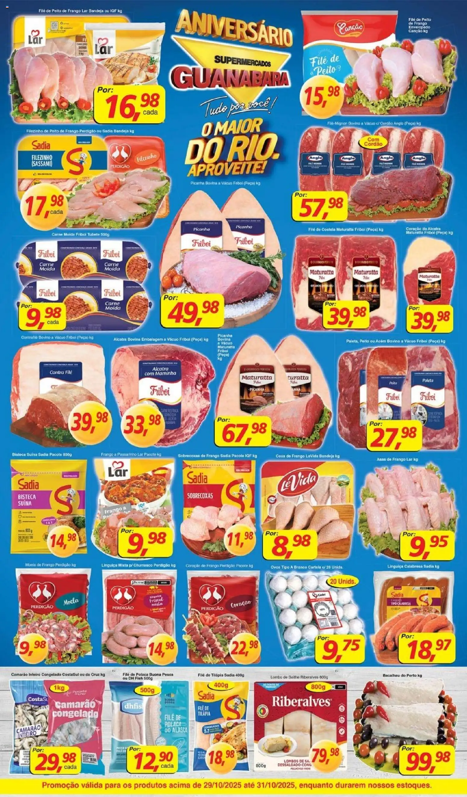 Supermercados Guanabara Folheto - válido de 29.10.2025 | Página: 5 | Produtos: Bacalhau, Acém, Coxa de frango, Tilápia