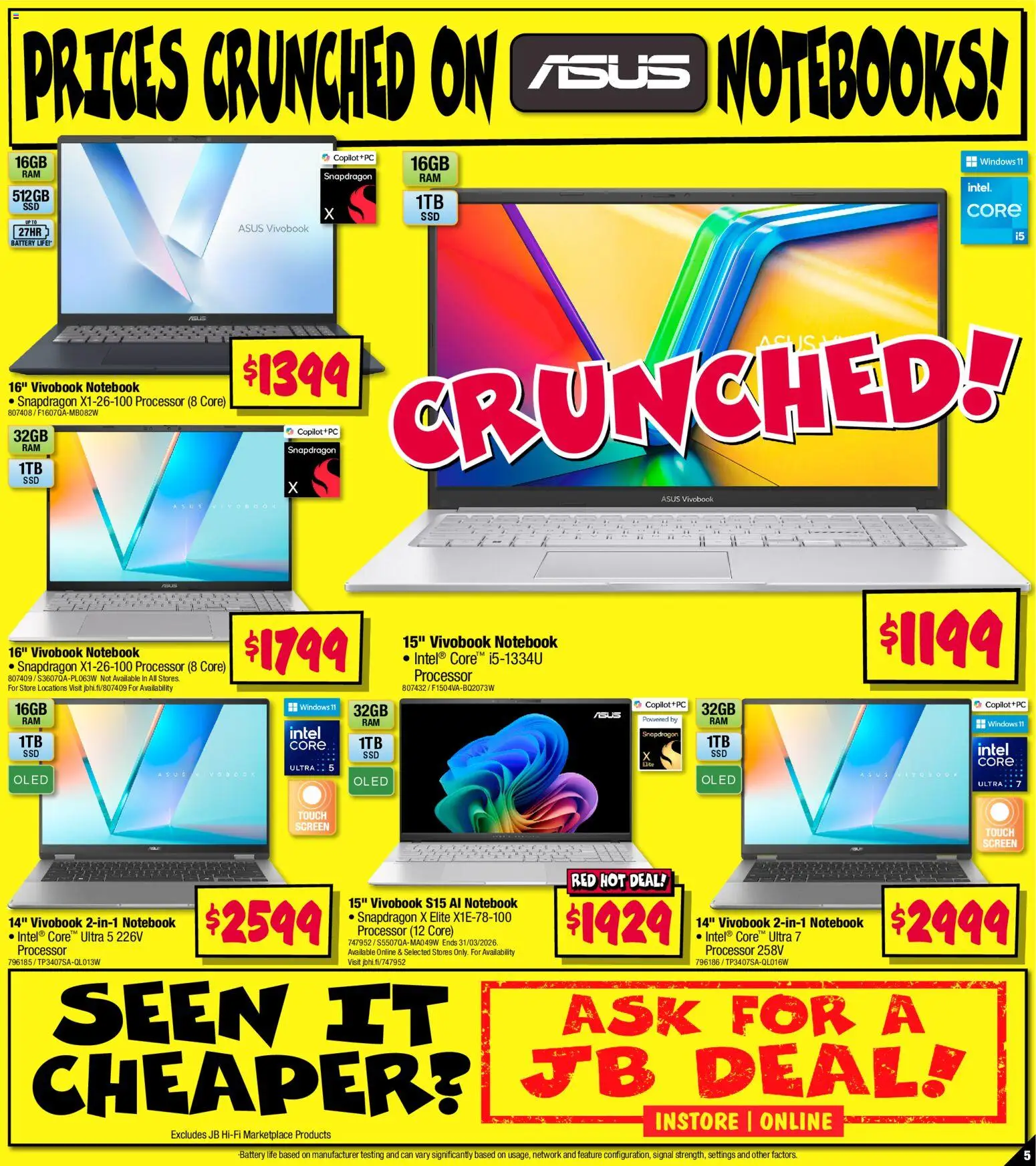 JB Hi-Fi catalogue - valid from 08.01.2026 | Page: 5 | Products: Battery, Notebook, Screen