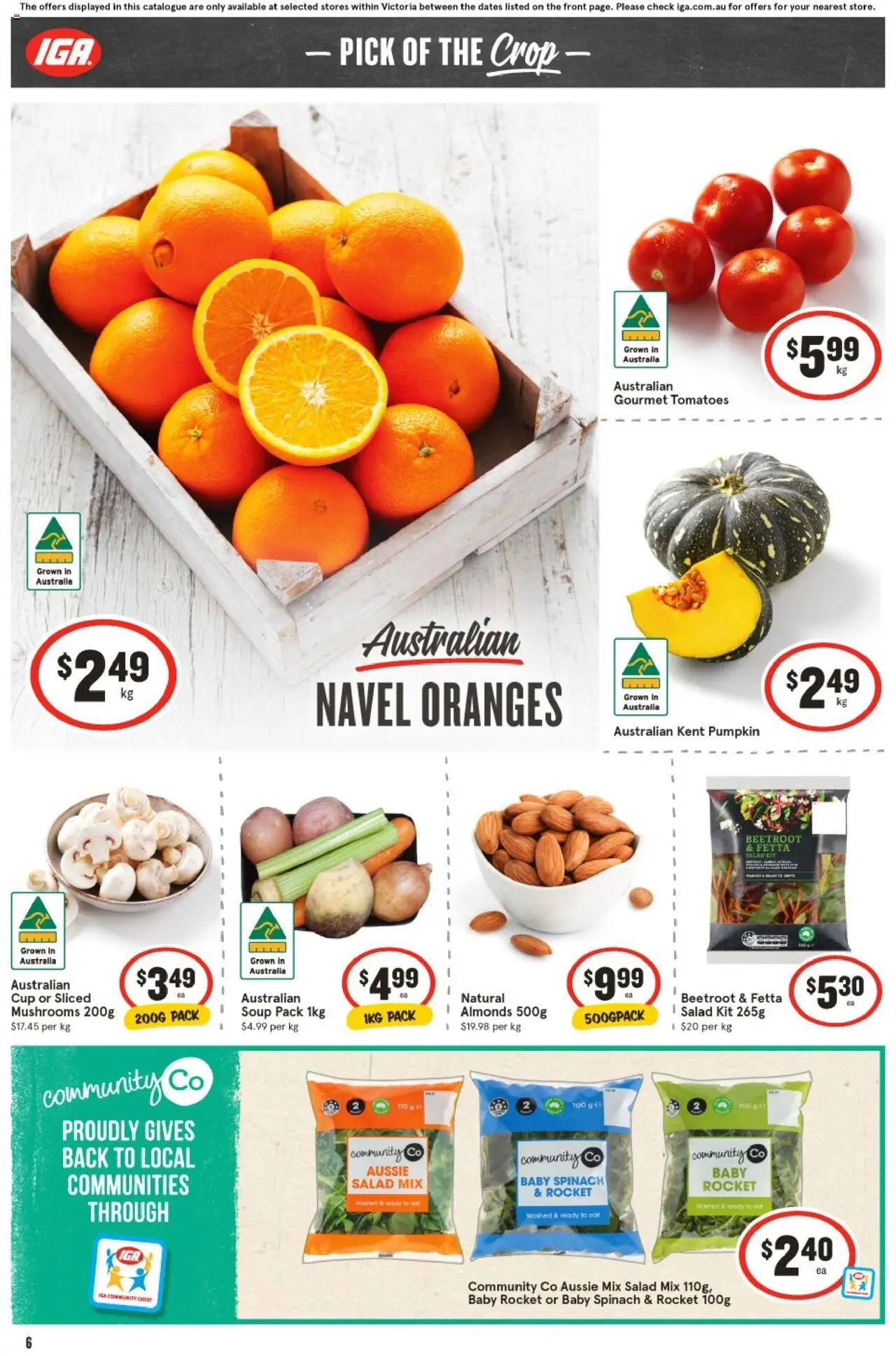 IGA catalogue - valid from 06.08.2025 | Page: 7 | Products: Oranges, Tomatoes, Mushrooms, Salad