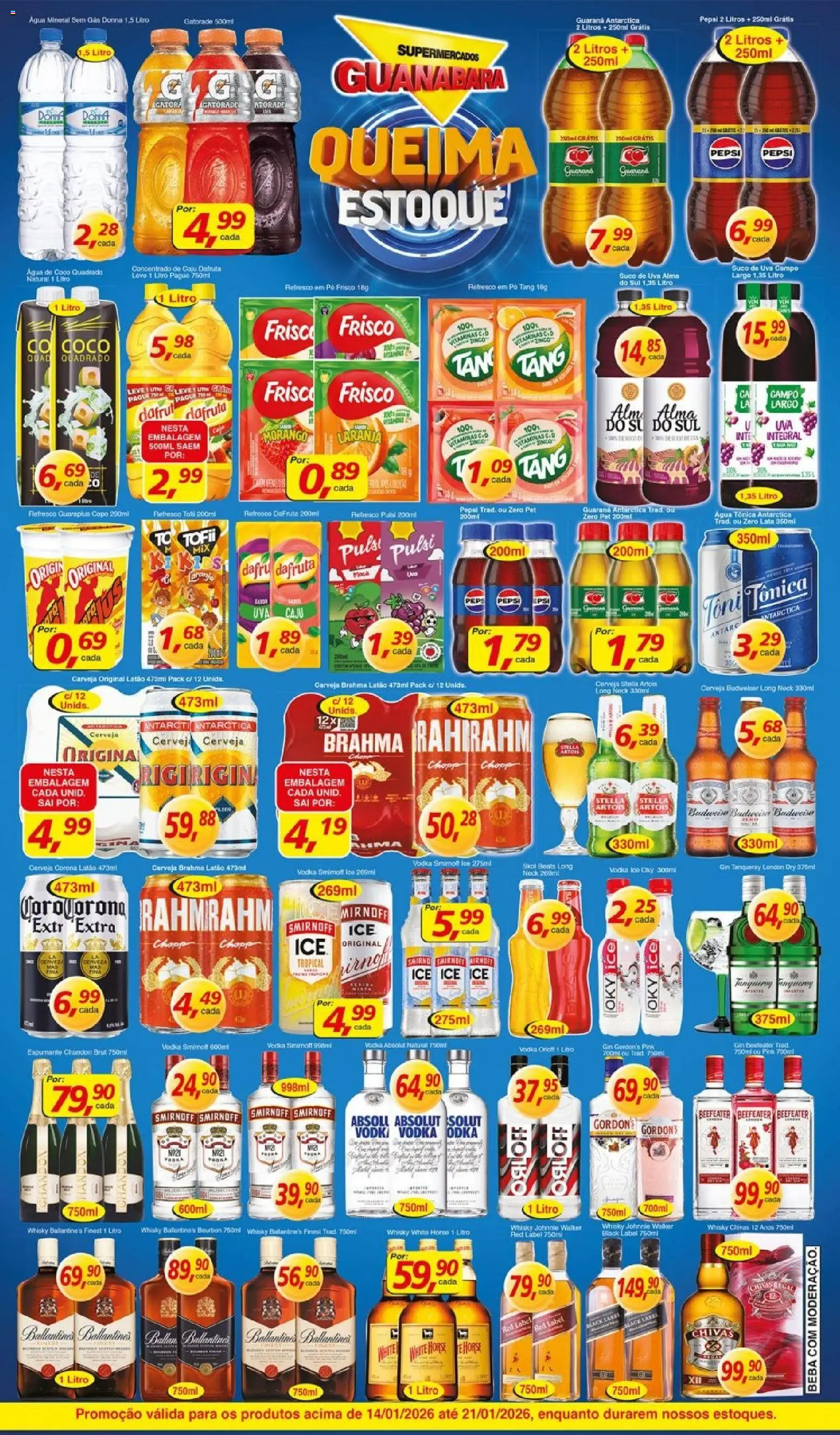 Supermercados Guanabara Folheto - válido de 14.01.2026 | Página: 6 | Produtos: Pó, Guaraná, Gatorade, Vodka