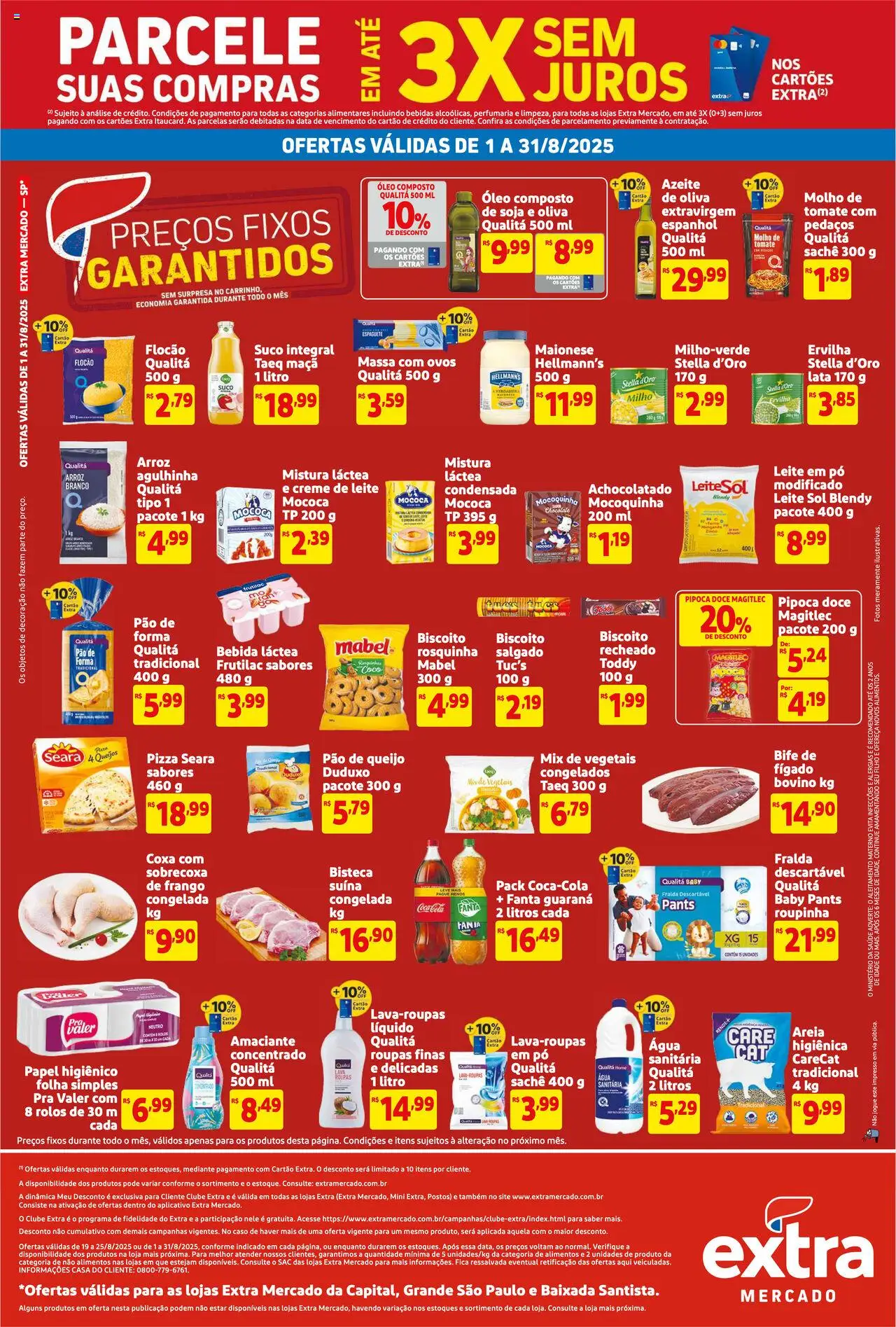 Extra Folheto - válido de 19.08.2025 | Página: 3 | Produtos: Ervilha, Achocolatado, Amaciante, Pipoca