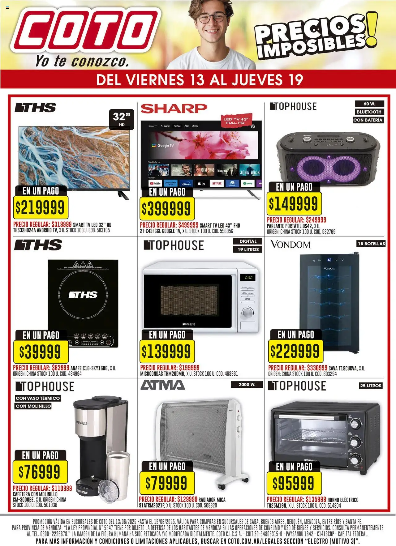 Coto ofertas │ válido desde el 13.06.2025 | Página: 3 | Productos: Anafe, Cafetera, Parlante, Horno eléctrico