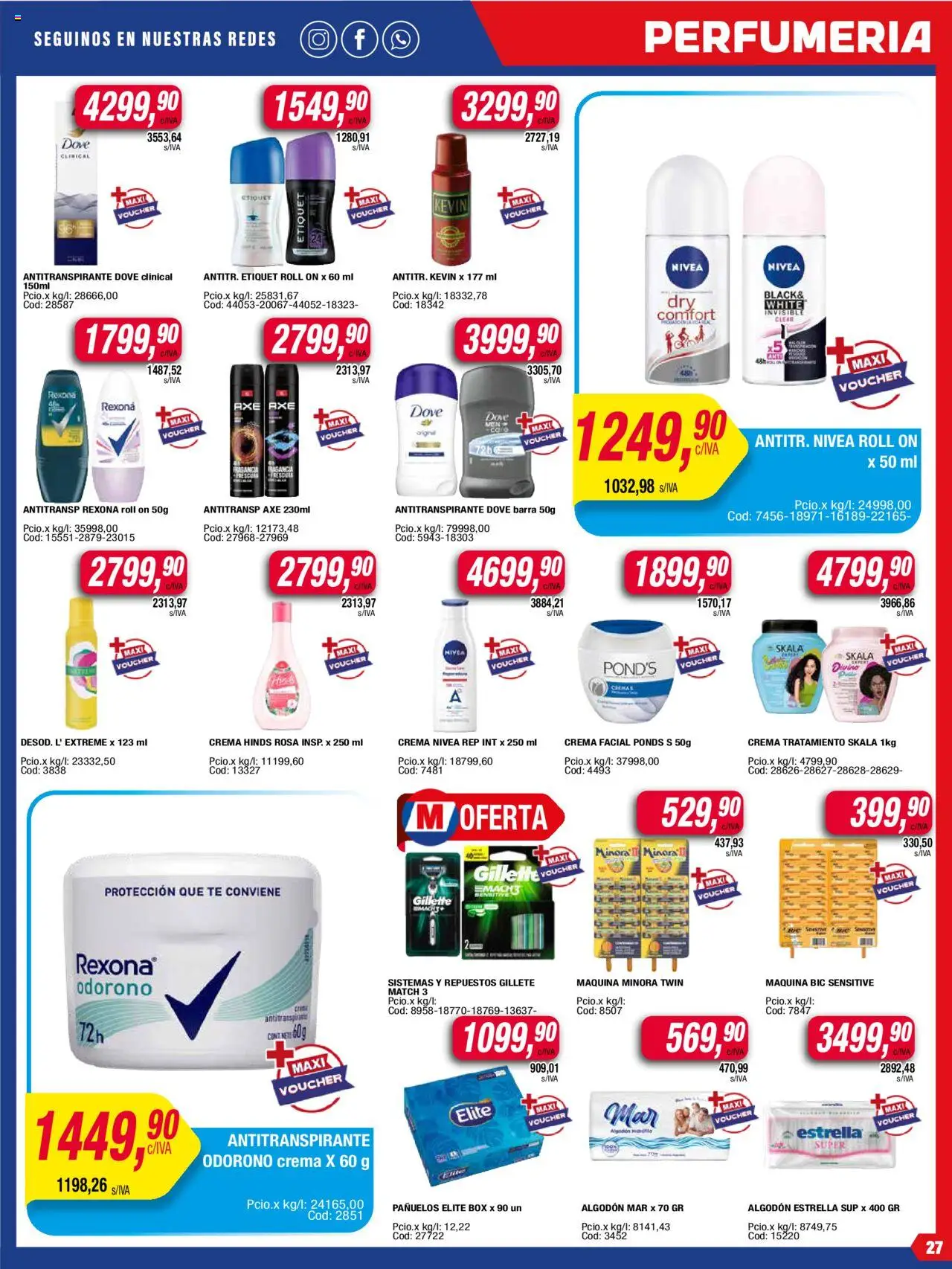 Maxiconsumo ofertas │ válido desde el 04.08.2025 | Página: 27 | Productos: Algodón, Fragancia, Antitranspirante, Crema