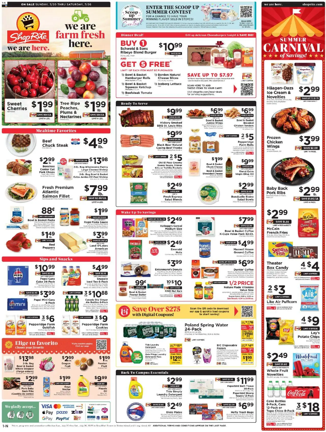 ShopRite Weekly Ad 2 - valid from 20.07.2025 | Page: 1 | Products: Cherries, Beef, Ketchup, Cream
