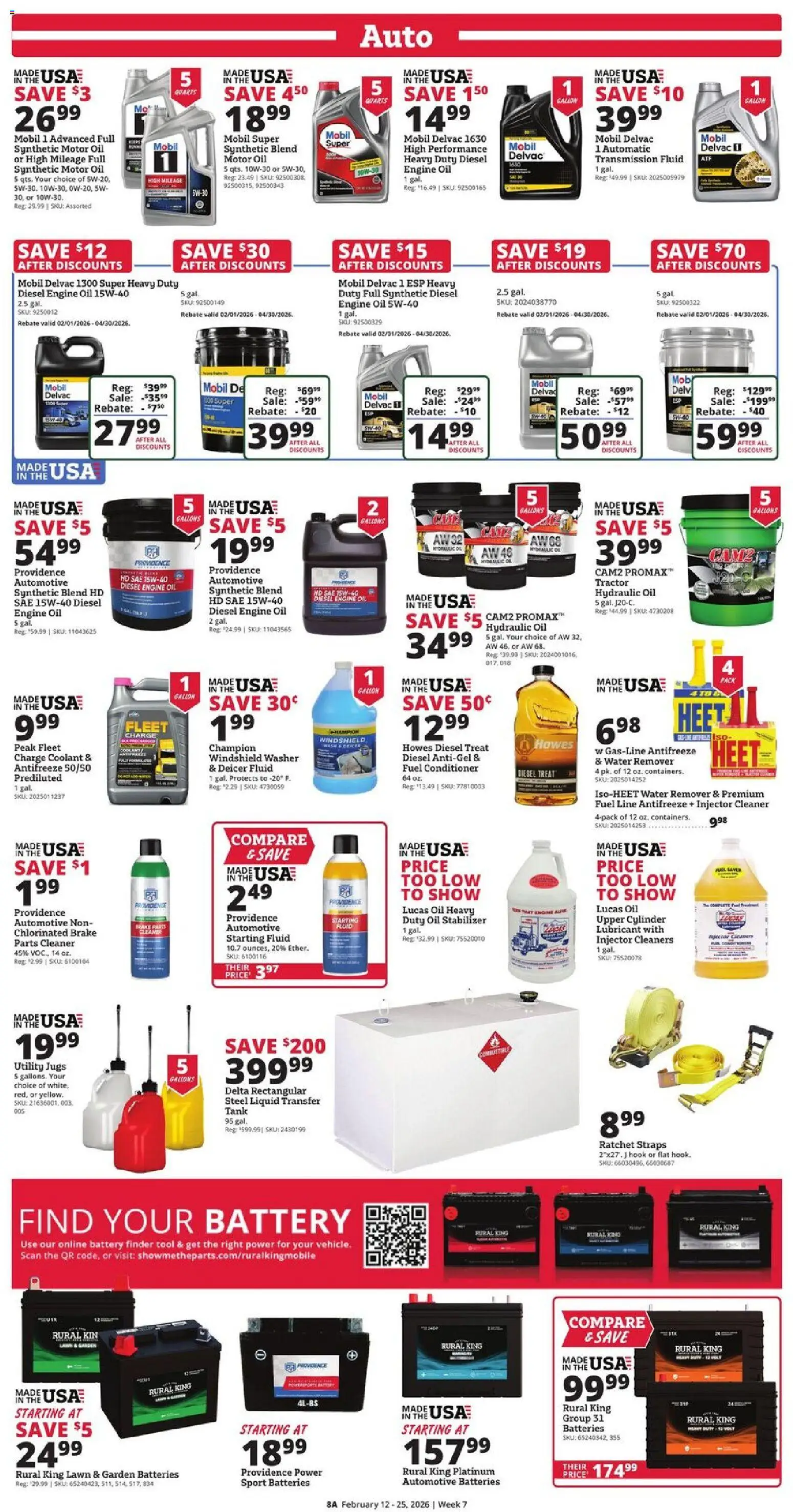 Rural King Weekly Ad - valid from 12.02.2026 | Page: 8 | Products: Conditioner, Coolant, Motor Oil, Washer
