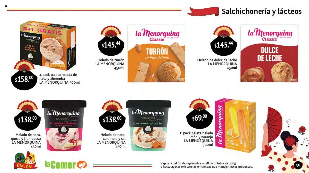 Nuevas ofertas de La Comer válidas en toda la República Mexicana desde el 26.09.2025. ¡Encuentra las mejores ofertas en La Comer folleto Olá, Olé! | Página: 38 | Productos: Paleta, Almendra, Turrón, Helado