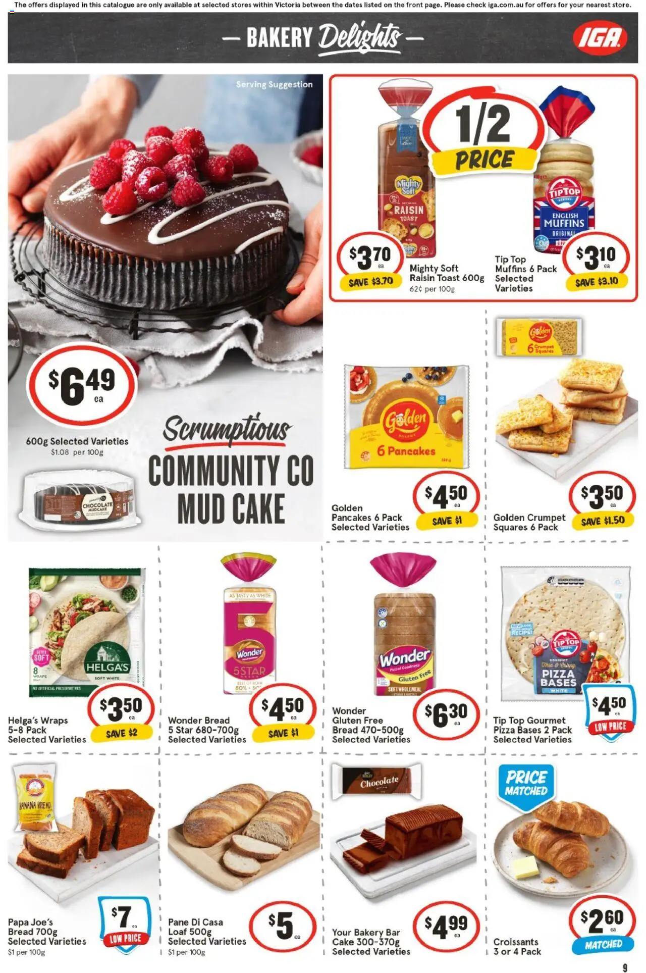 IGA catalogue - valid from 06.08.2025 | Page: 10 | Products: Bread, Pizza, Muffins, Bakery