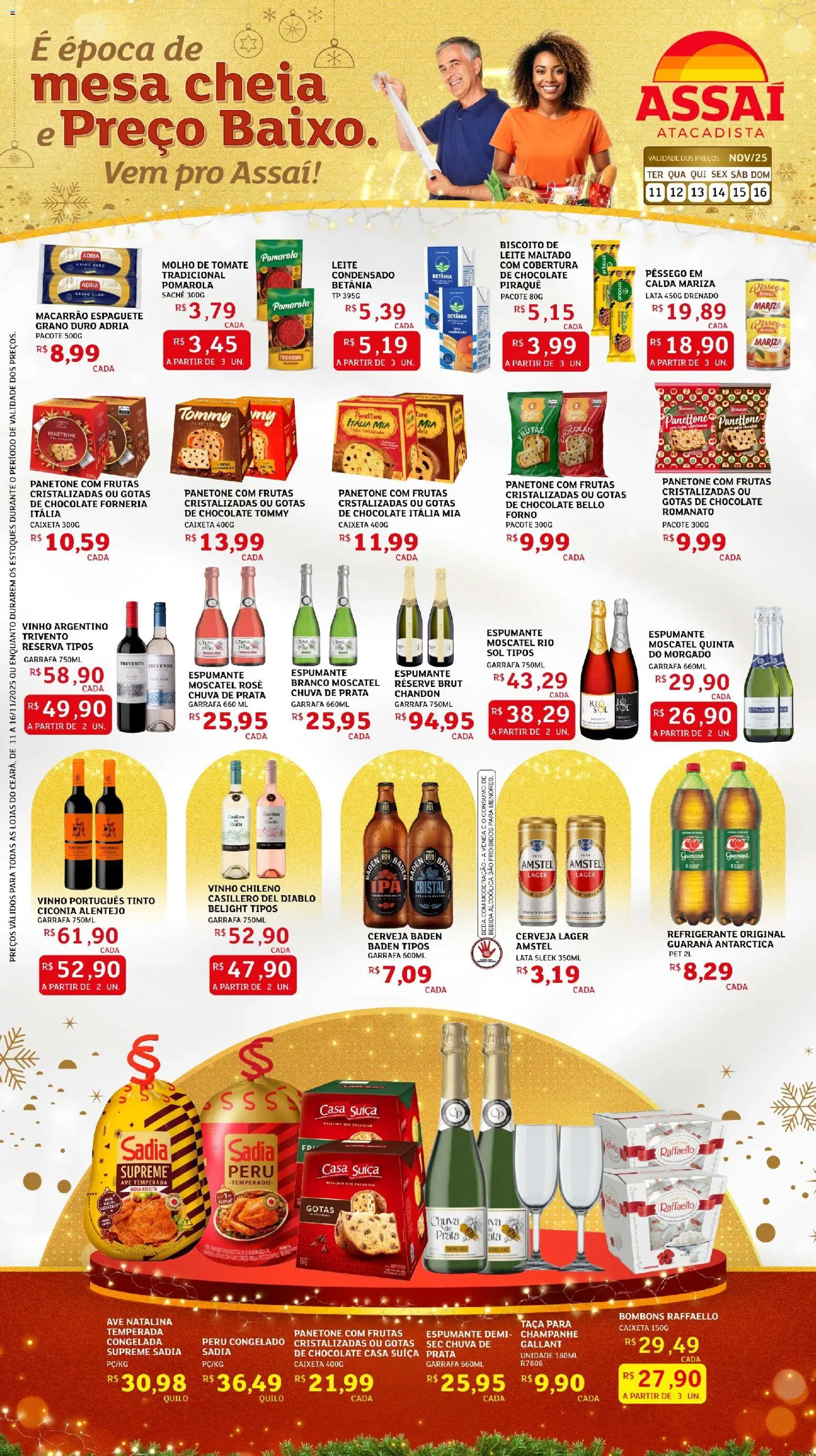 Assaí Atacadista Folheto - válido de 11.11.2025 | Página: 1 | Produtos: Pêssego, Leite, Cerveja, Refrigerante
