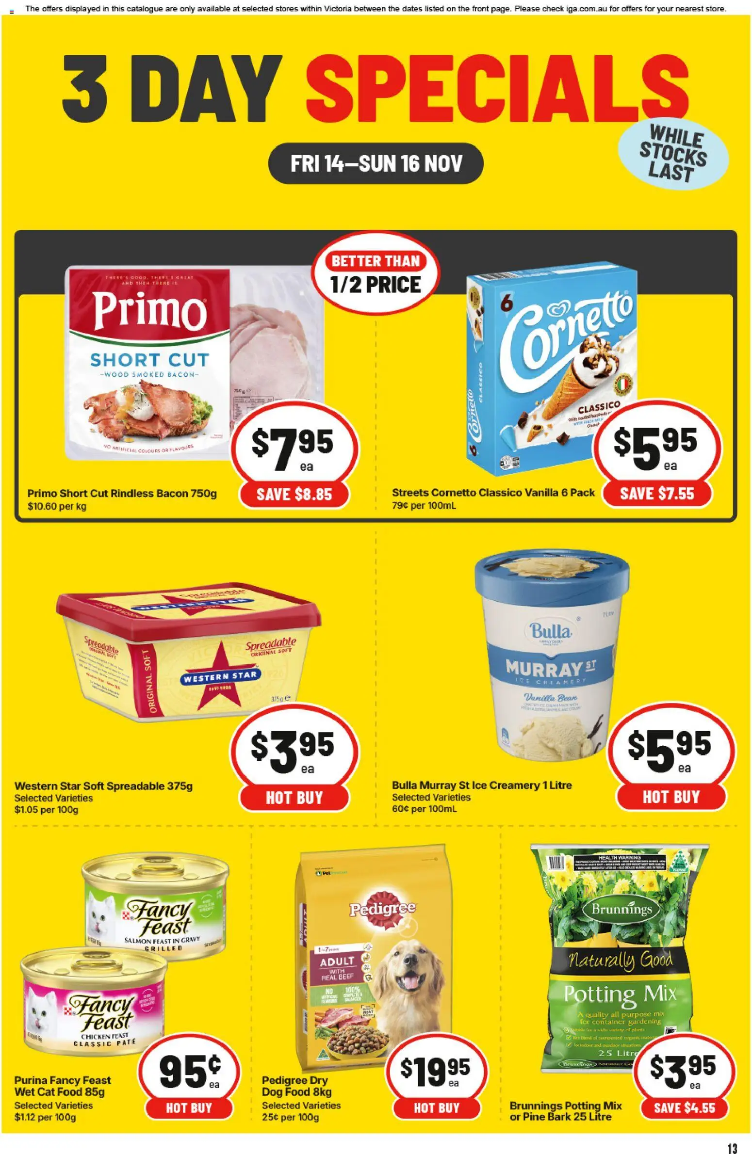 IGA catalogue - valid from 14.11.2025 | Page: 3 | Products: Beef, Dog food, Wood, Salmon