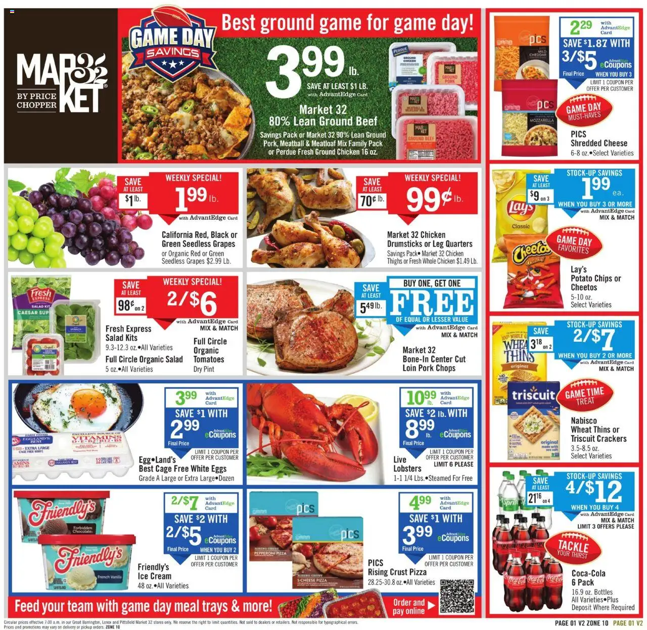 Price Chopper Weekly Ad - valid from 21.09.2025 | Page: 1 | Products: Spinach, Cheese, Pork, Game
