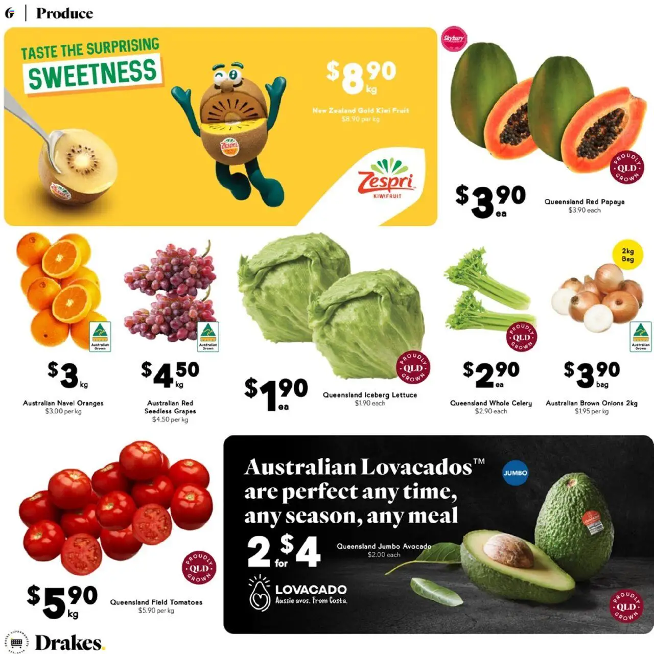 Drakes catalogue - valid from 18.06.2025 | Page: 6 | Products: Lettuce, Kiwifruit, Avocado, Grapes