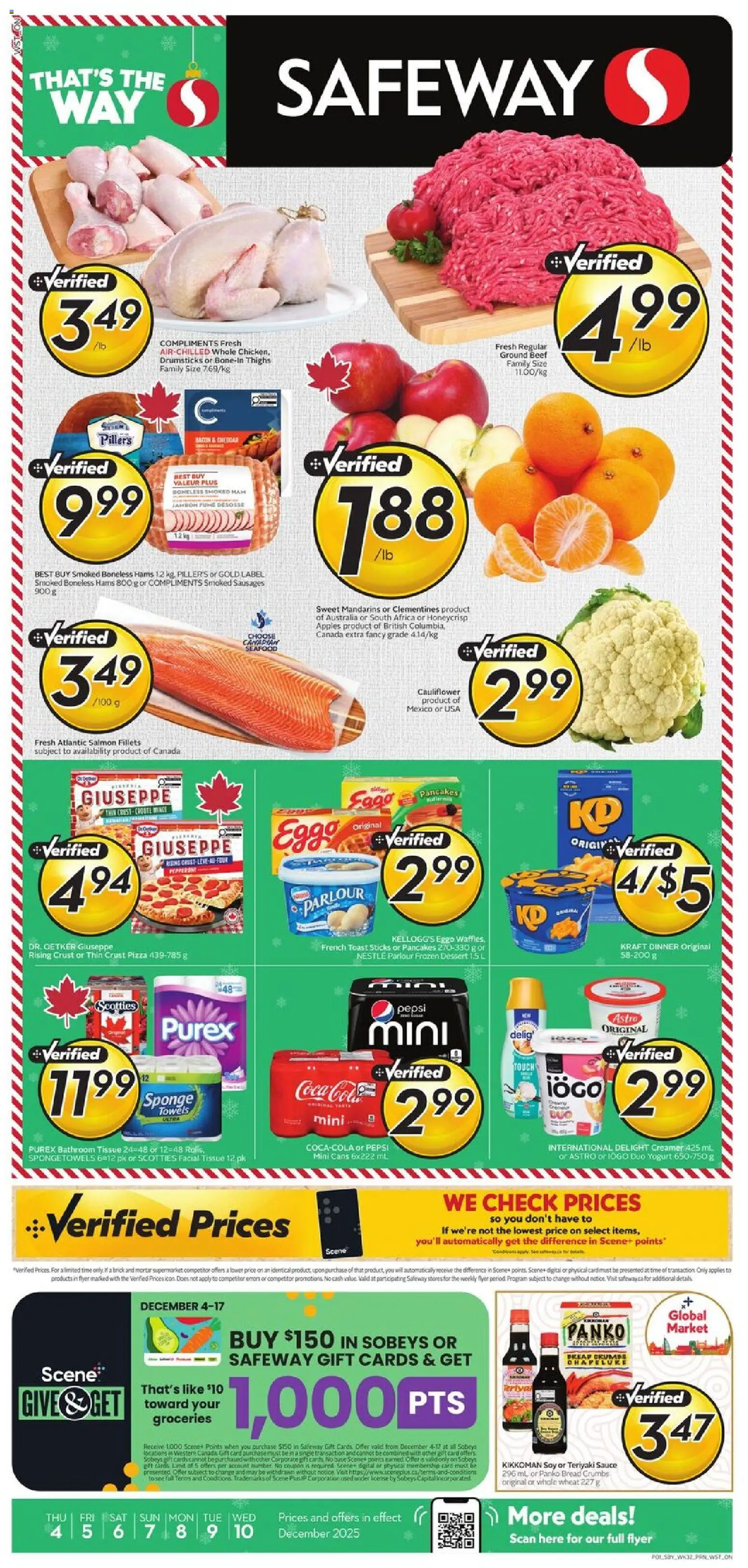 Safeway flyer valid from 04.12.2025 | Page: 1 | Products: Sponge, Bread, Ham, Apples