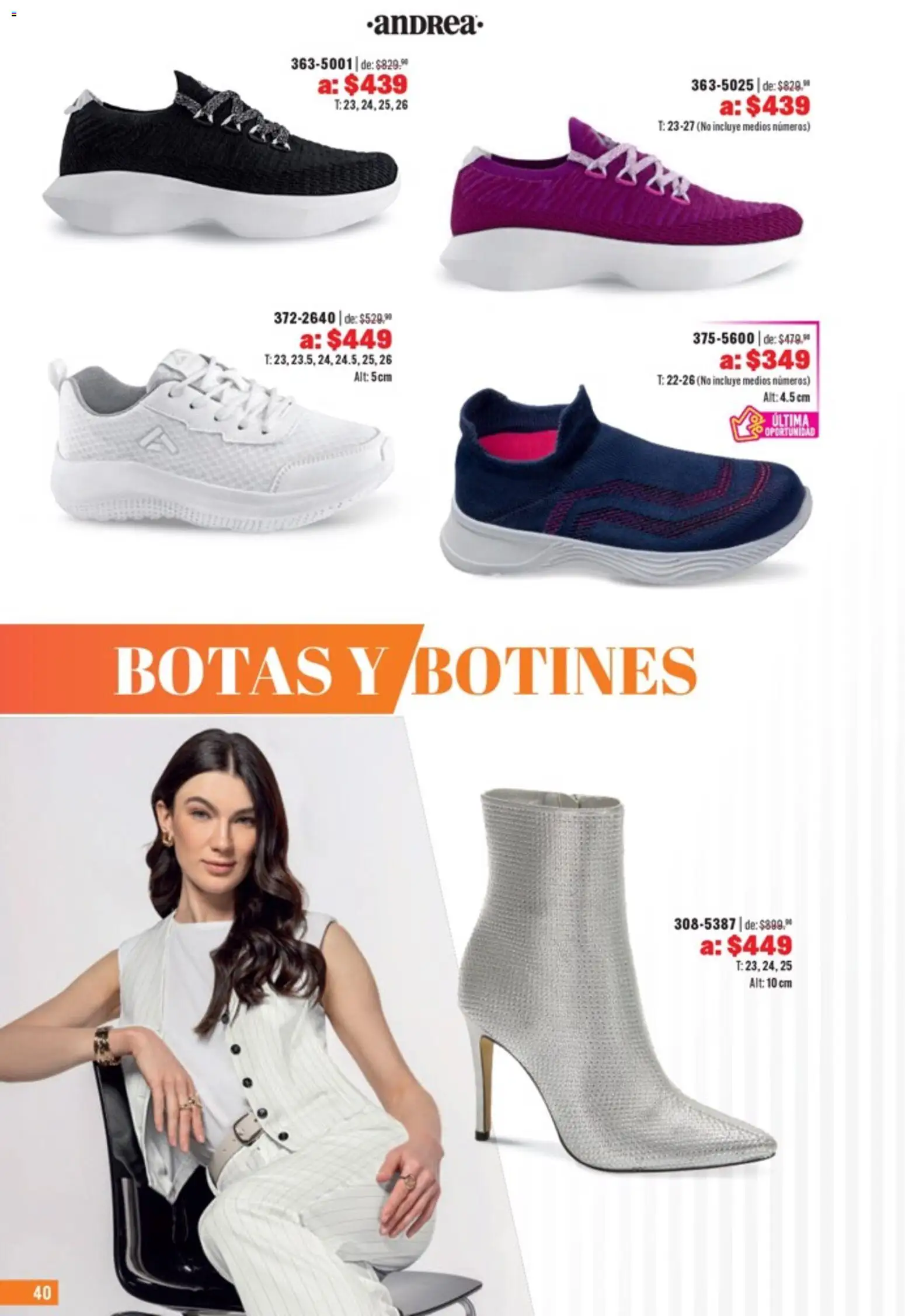 Nuevas ofertas de Andrea válidas en toda la República Mexicana desde el 05.04.2026. ¡Encuentra las mejores ofertas en Andrea catálogo Outlet! | Página: 40 | Productos: Botas, Botines
