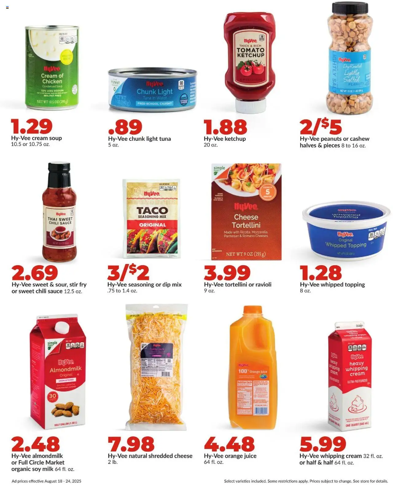 HyVee Weekly Ad - valid from 18.08.2025 | Page: 19 | Products: Cheese, Juice, Ketchup, Water