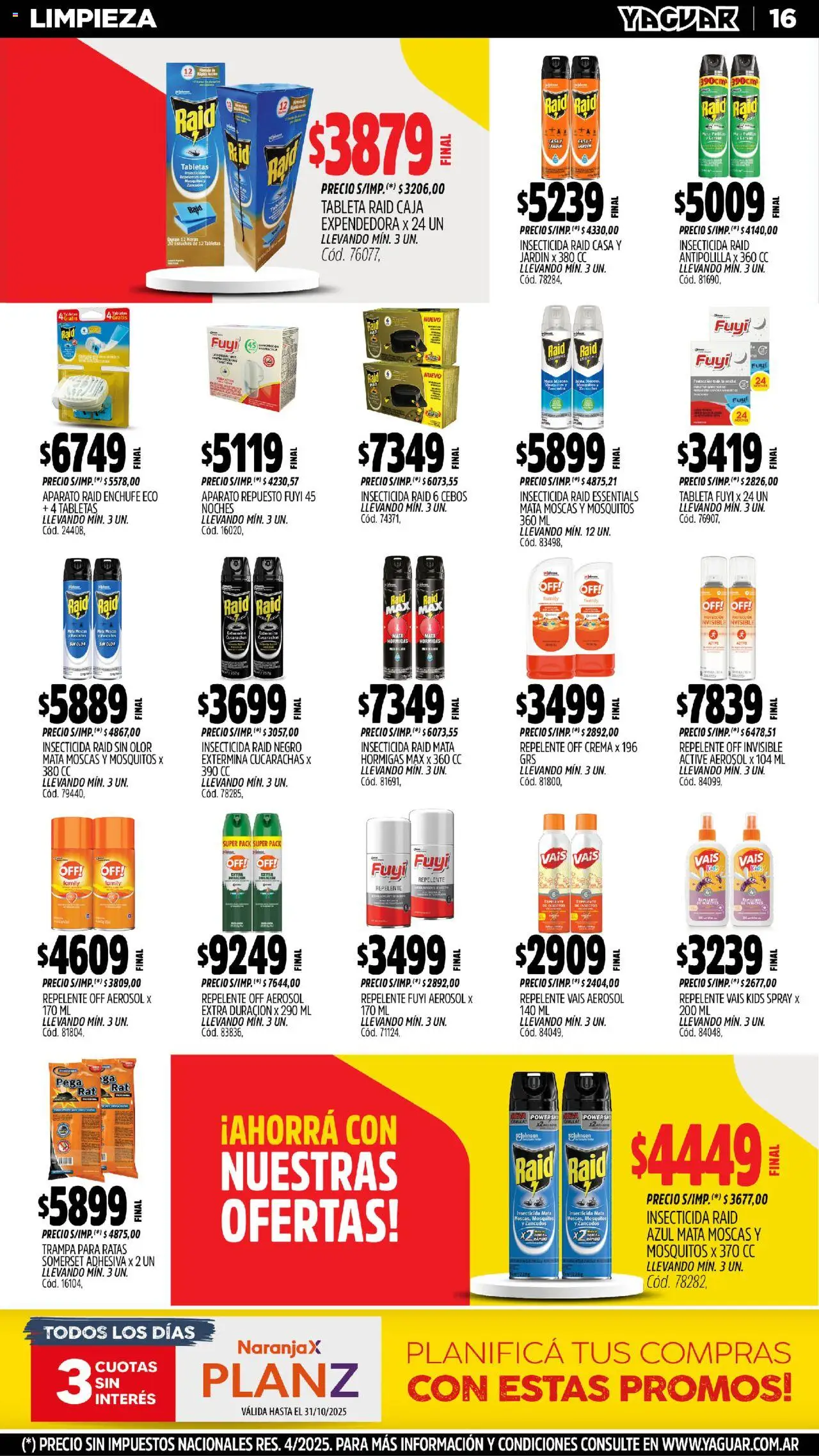 Yaguar - General Roca │ válido desde el 20.10.2025 | Página: 16 | Productos: Tableta, Insecticida, Enchufe, Caja