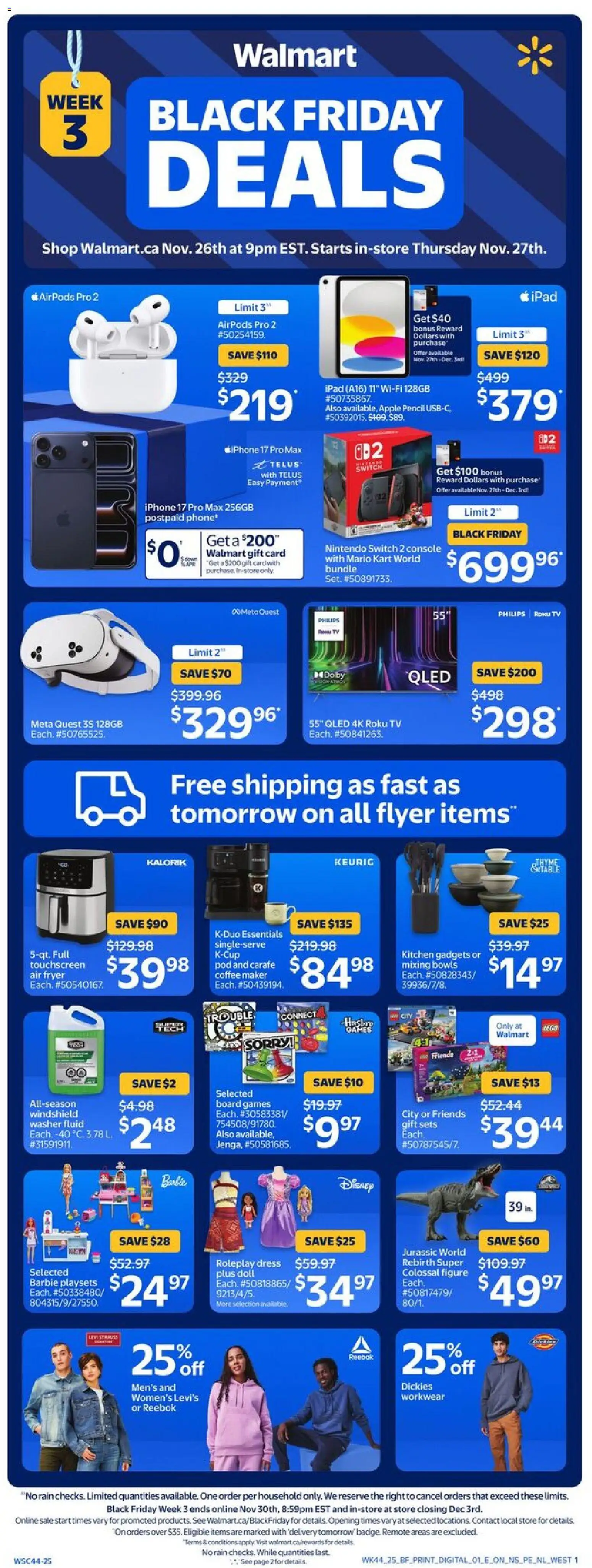 Walmart flyer valid from 26.11.2025 | Page: 1 | Products: Tv, Coffee maker, Fryer, Coffee