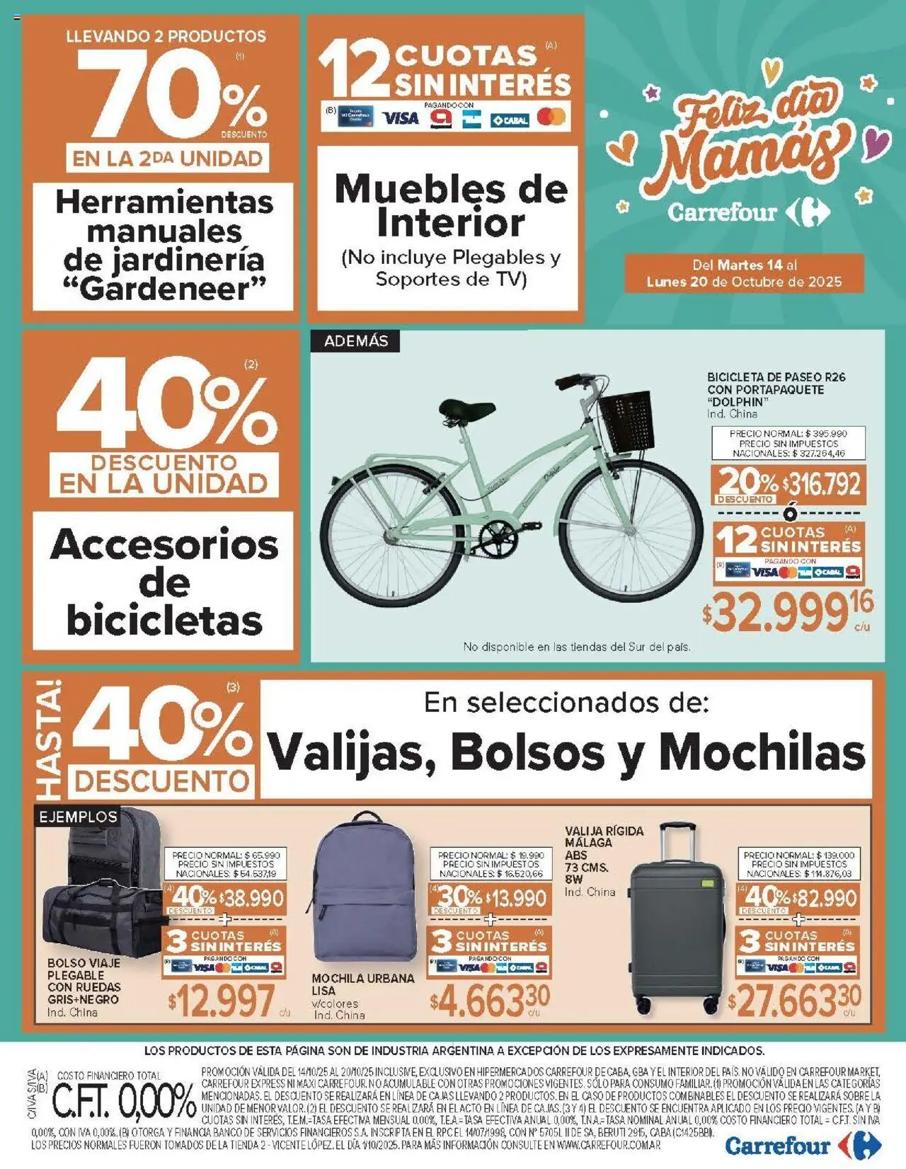 Carrefour ofertas │ válido desde el 14.10.2025 | Página: 8 | Productos: Caso, Valija, Sobre, Mochila