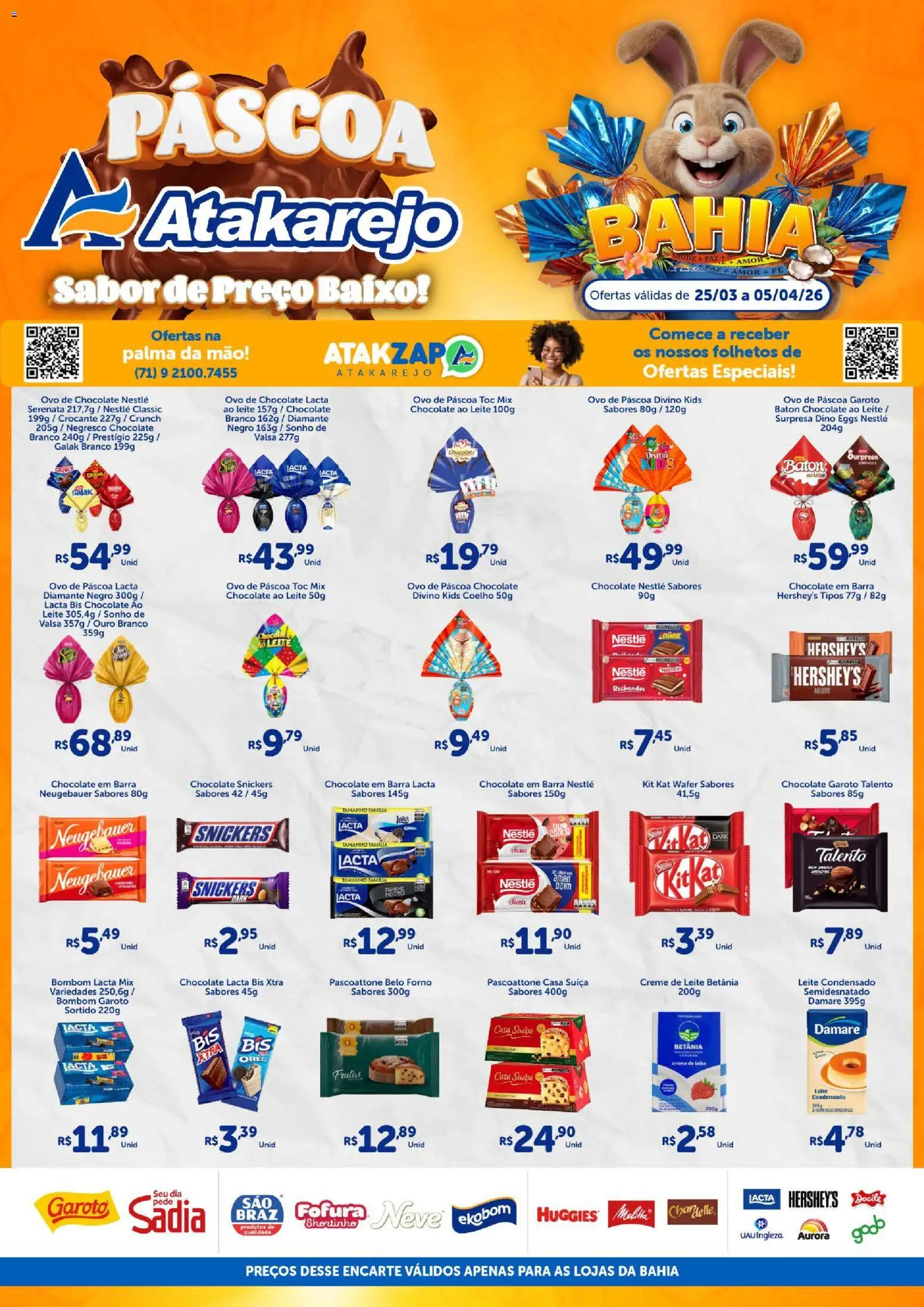 Atakarejo Folheto - válido de 25.03.2026 | Página: 1 | Produtos: Ovo de páscoa, Leite, Creme de leite, Leite condensado
