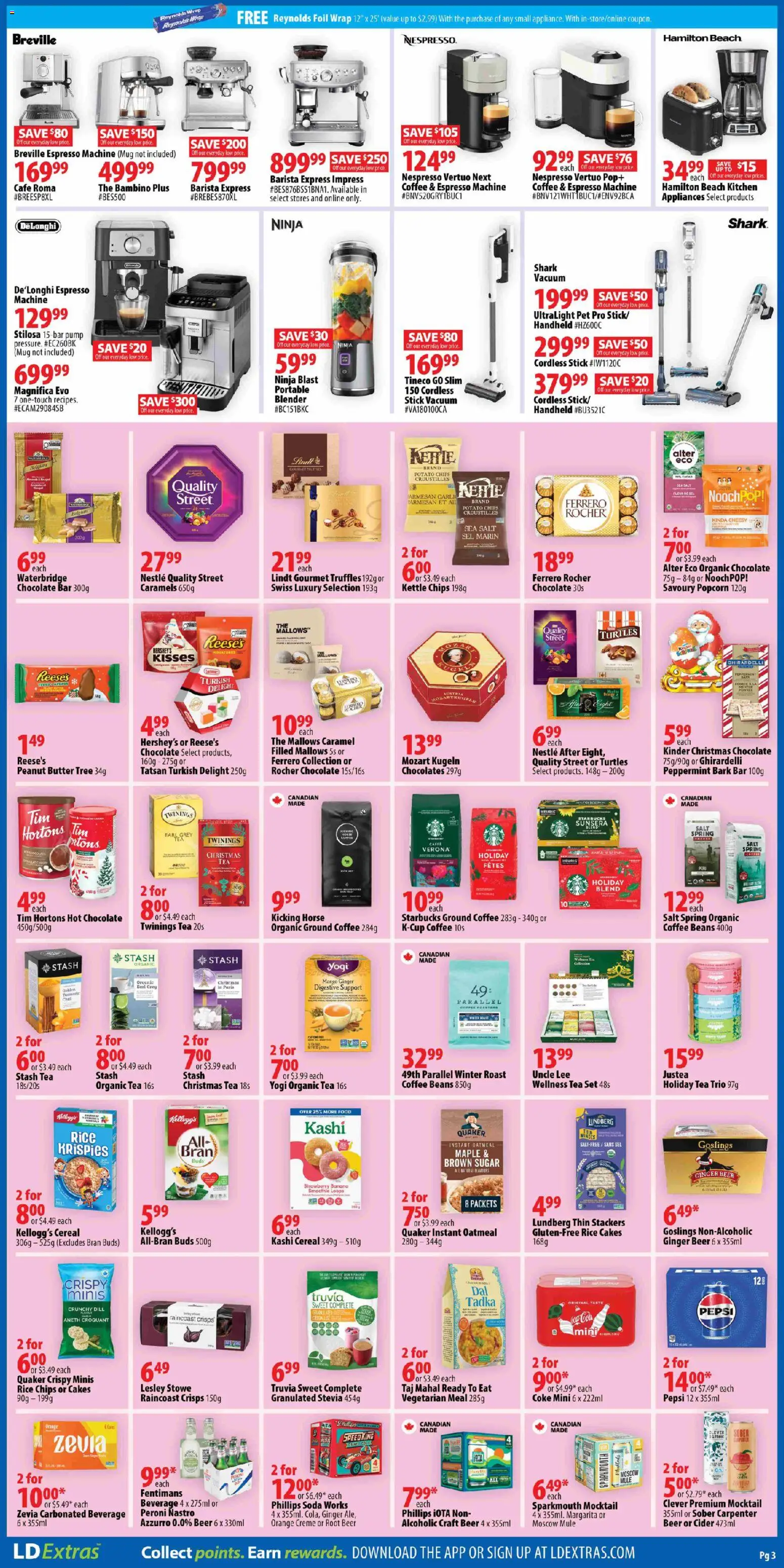 London Drugs flyer valid from 12.12.2025 | Page: 3 | Products: Tea, Kettle, Chocolate, Pork