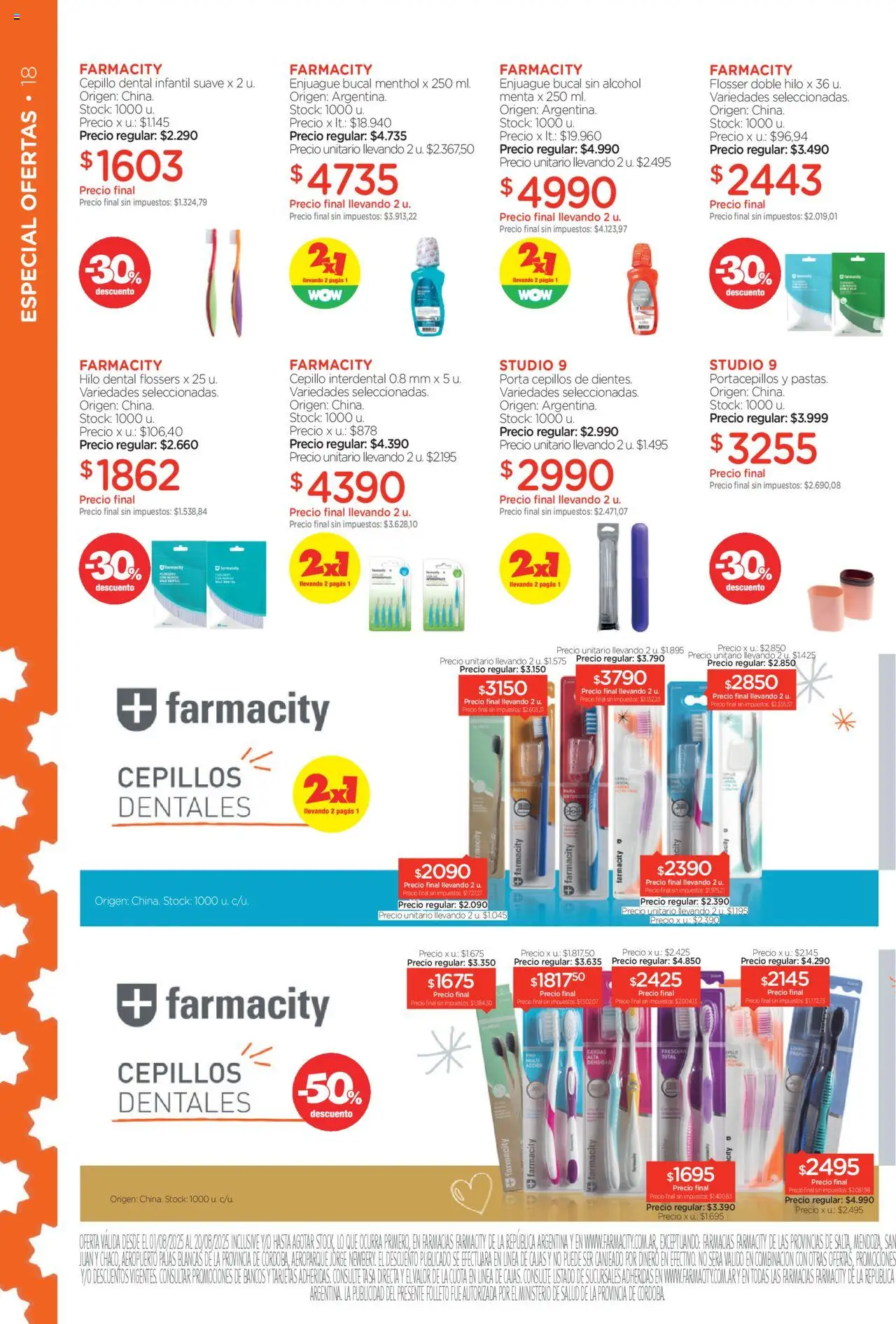Farmacity catálogo │ válido desde el 01.08.2025 | Página: 18 | Productos: Cepillo, Enjuague bucal, Hilo dental