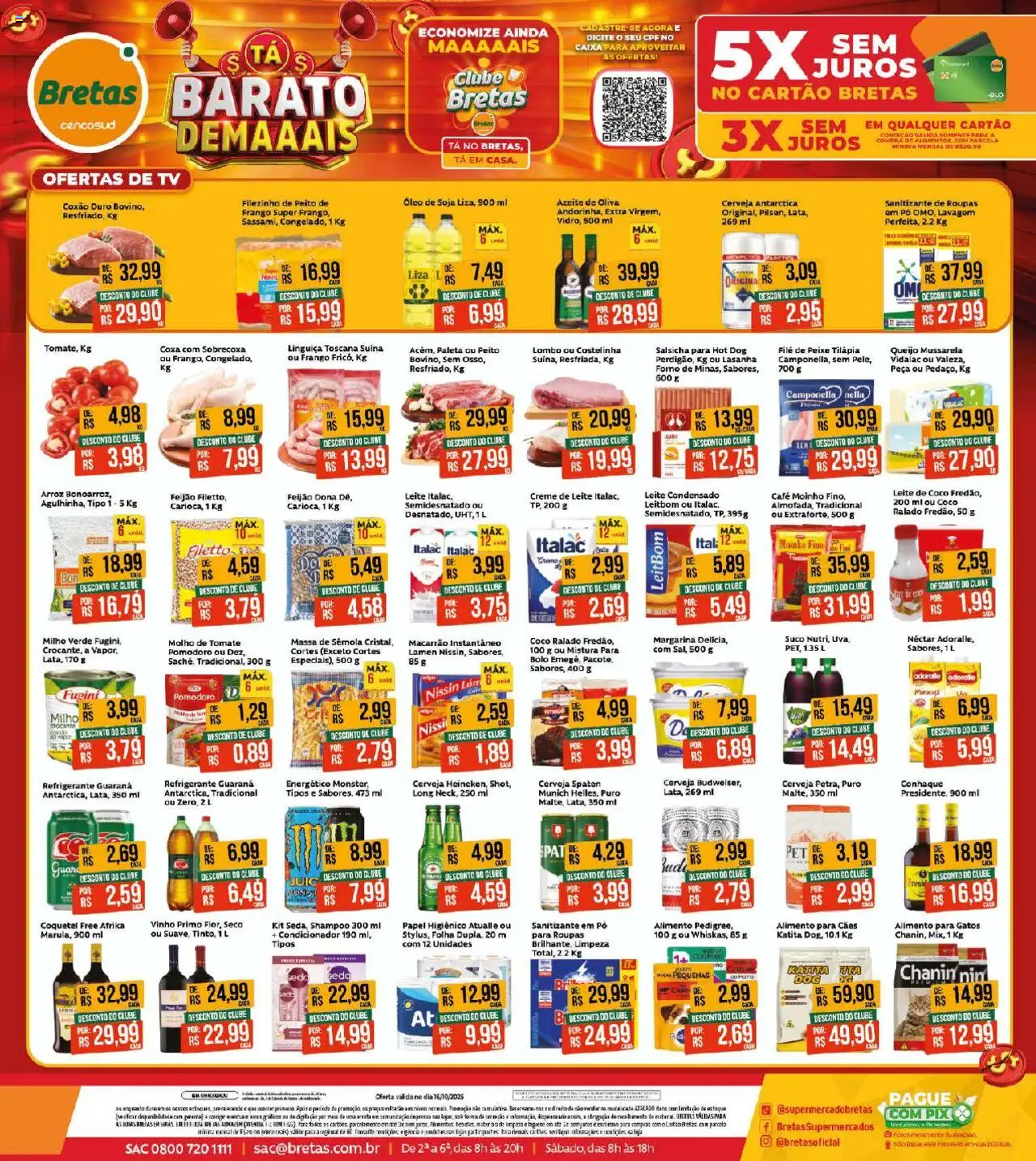 Bretas Folheto - válido de 16.10.2025 | Página: 1 | Produtos: Molho de tomate, Cerveja, Creme, Leite condensado
