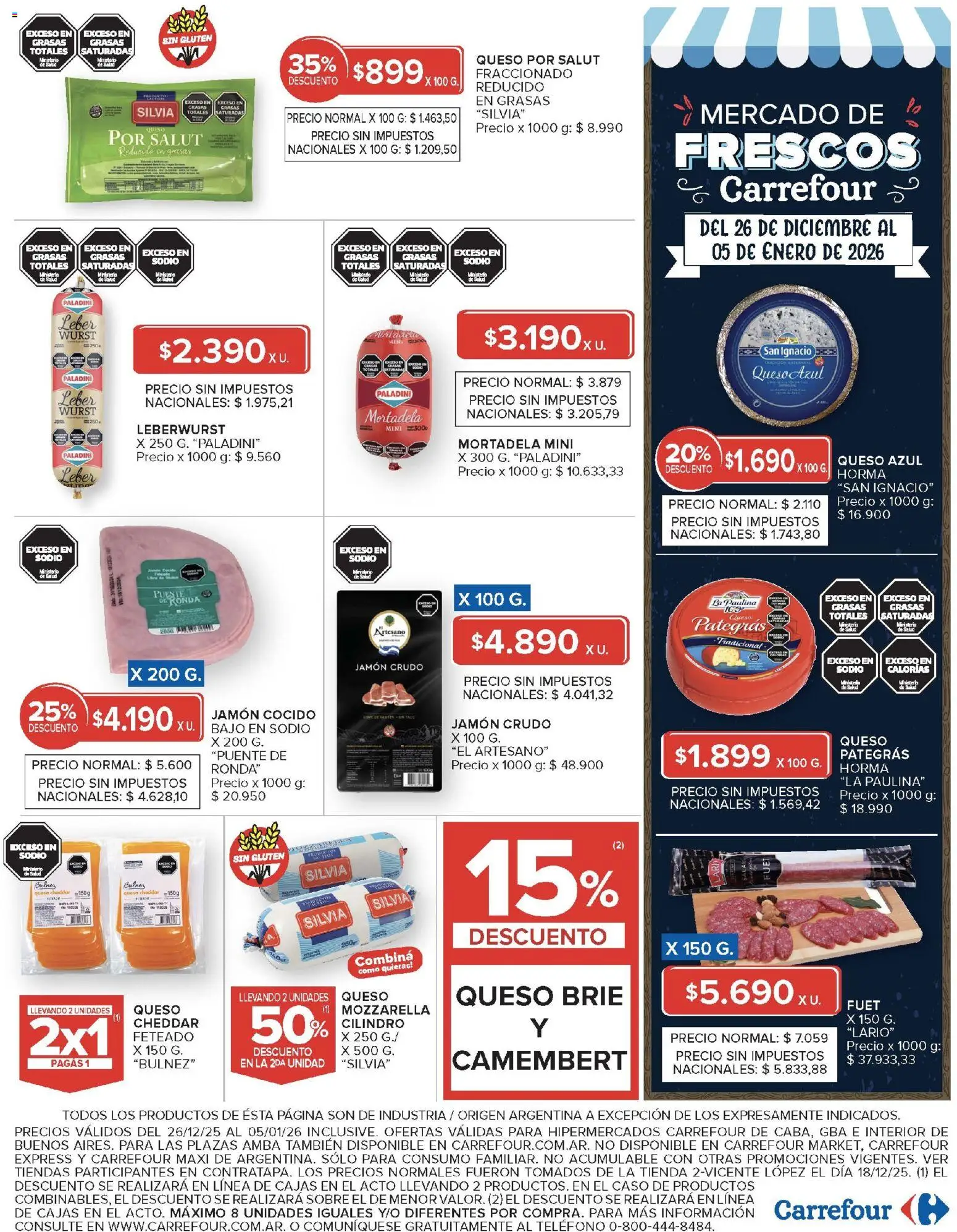 Carrefour ofertas │ válido desde el 26.12.2025 | Página: 19 | Productos: Caso, Jamón crudo, Queso, Jamón