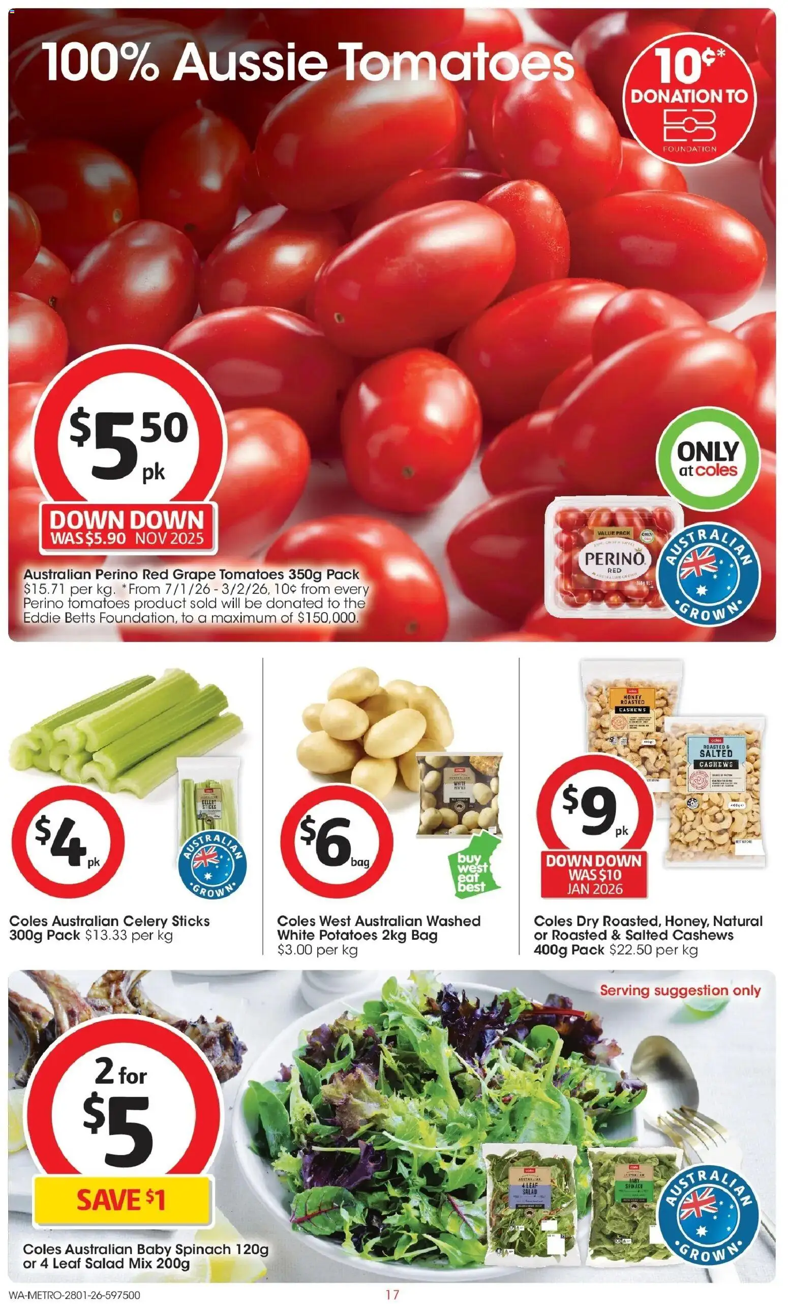 Coles catalogue - valid from 25.01.2026 | Page: 17 | Products: Honey, Tomatoes, Potatoes, Bag