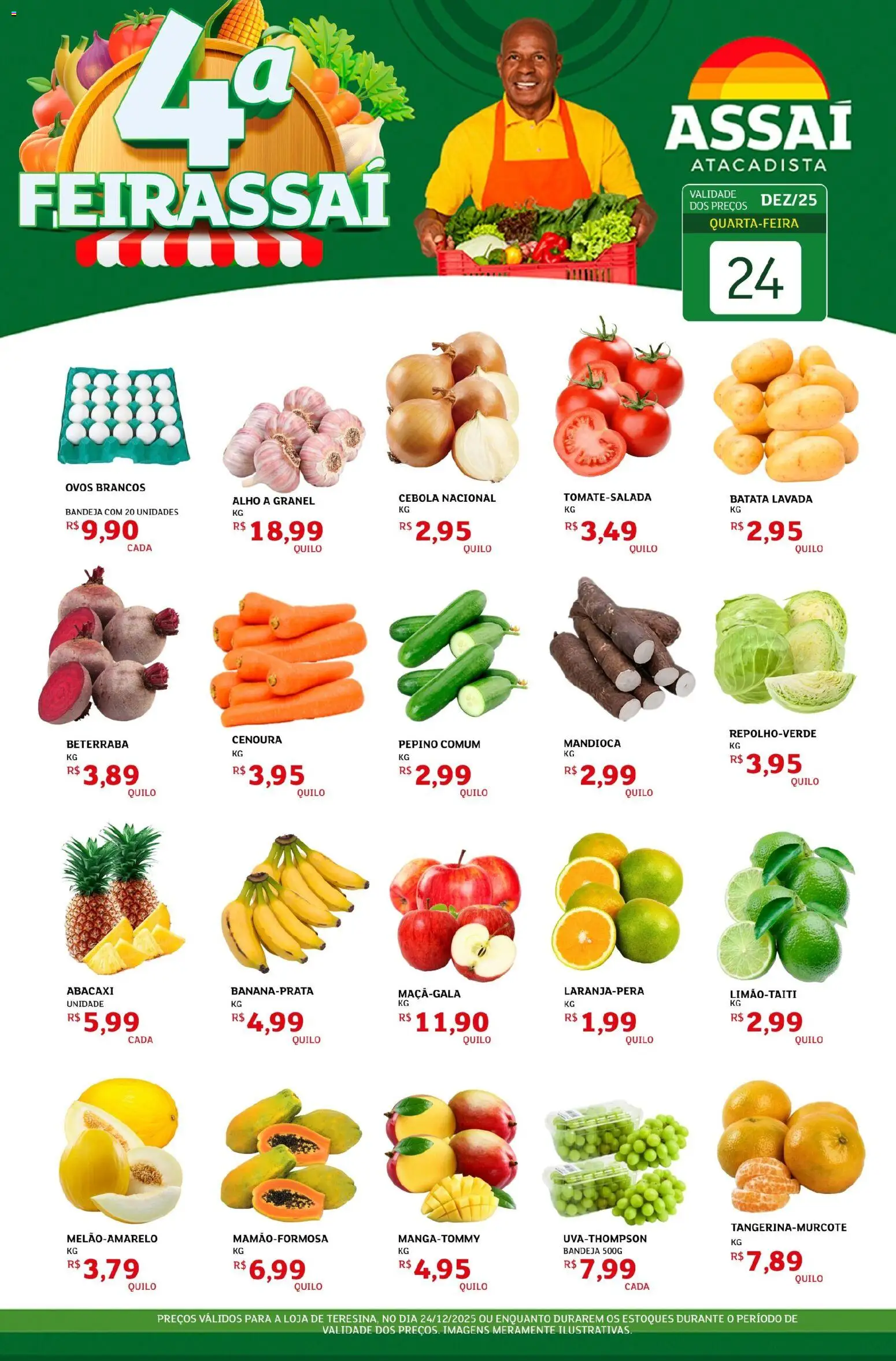 Assaí Atacadista Folheto - válido de 24.12.2025 | Página: 1 | Produtos: Alho, Beterraba, Cebola, Abacaxi