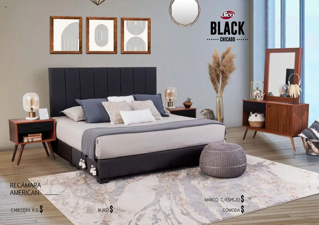 Nuevas ofertas de Muebles Dico válidas en toda la República Mexicana desde el 25.09.2025. ¡Encuentra las mejores ofertas en Muebles Dico - Catálogo Black Chicago! | Página: 42 | Productos: Cabecera, Buró