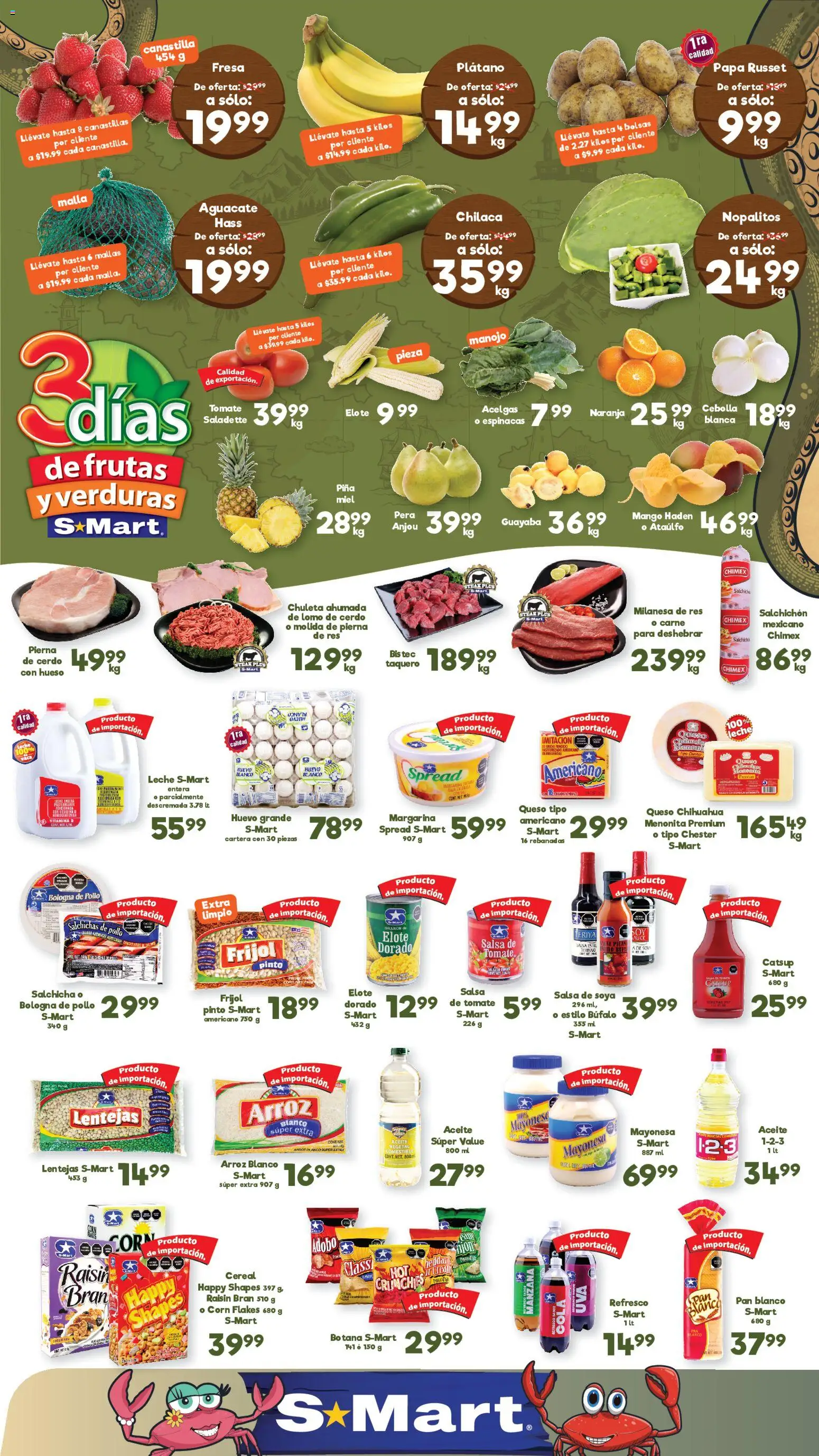 Nuevas ofertas de S-Mart válidas en toda la República Mexicana desde el 10.03.2026. ¡Encuentra las mejores ofertas en S-Mart folleto Chihuahua! | Página: 1 | Productos: Refresco, Aguacate, Piña, Margarina